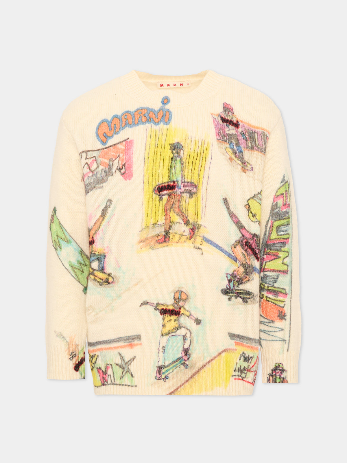 Maglione avorio per bambini stampato,Marni Kids,M01872 M00XR 0M116