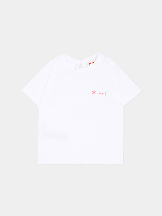 T-Shirt bianca per neonata con logo,Marni Kids,M01898 M00YP 0M100