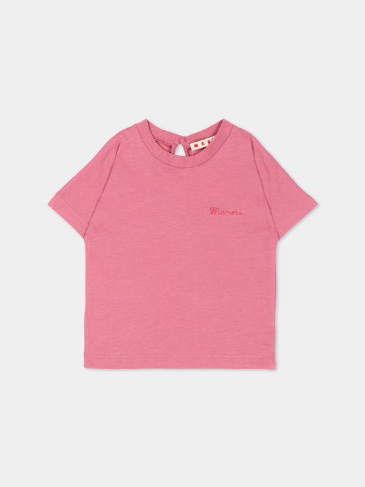 T-shirt rosa per neonata con logo,Marni Kids,M01898 M00YP 0M352