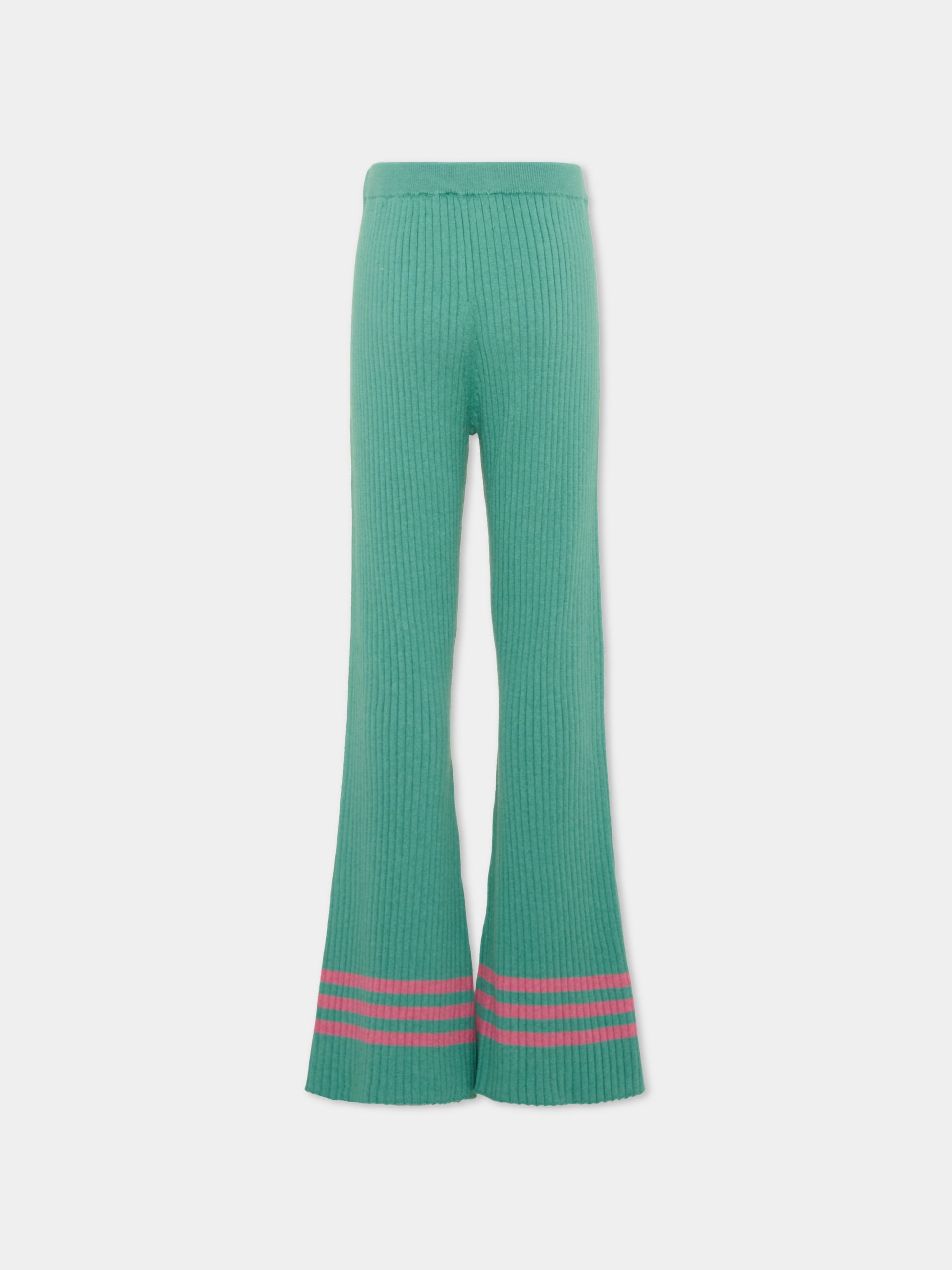 Pantaloni verdi per bambina con righe,Marni Kids,M01912 M00XF 0M545