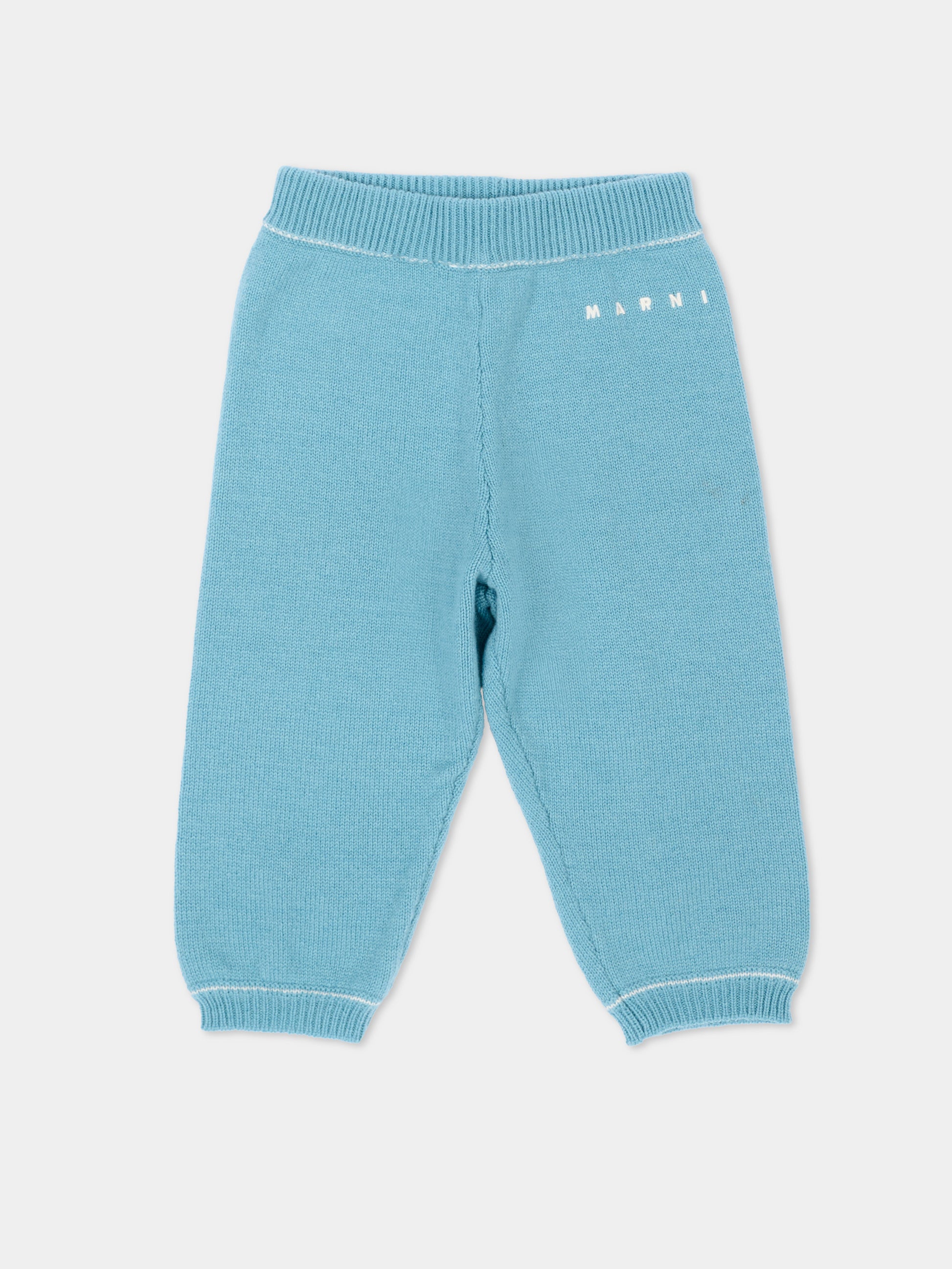 Pantalone azzurro per neonati con logo,Marni Kids,M01926 M004C 0M866