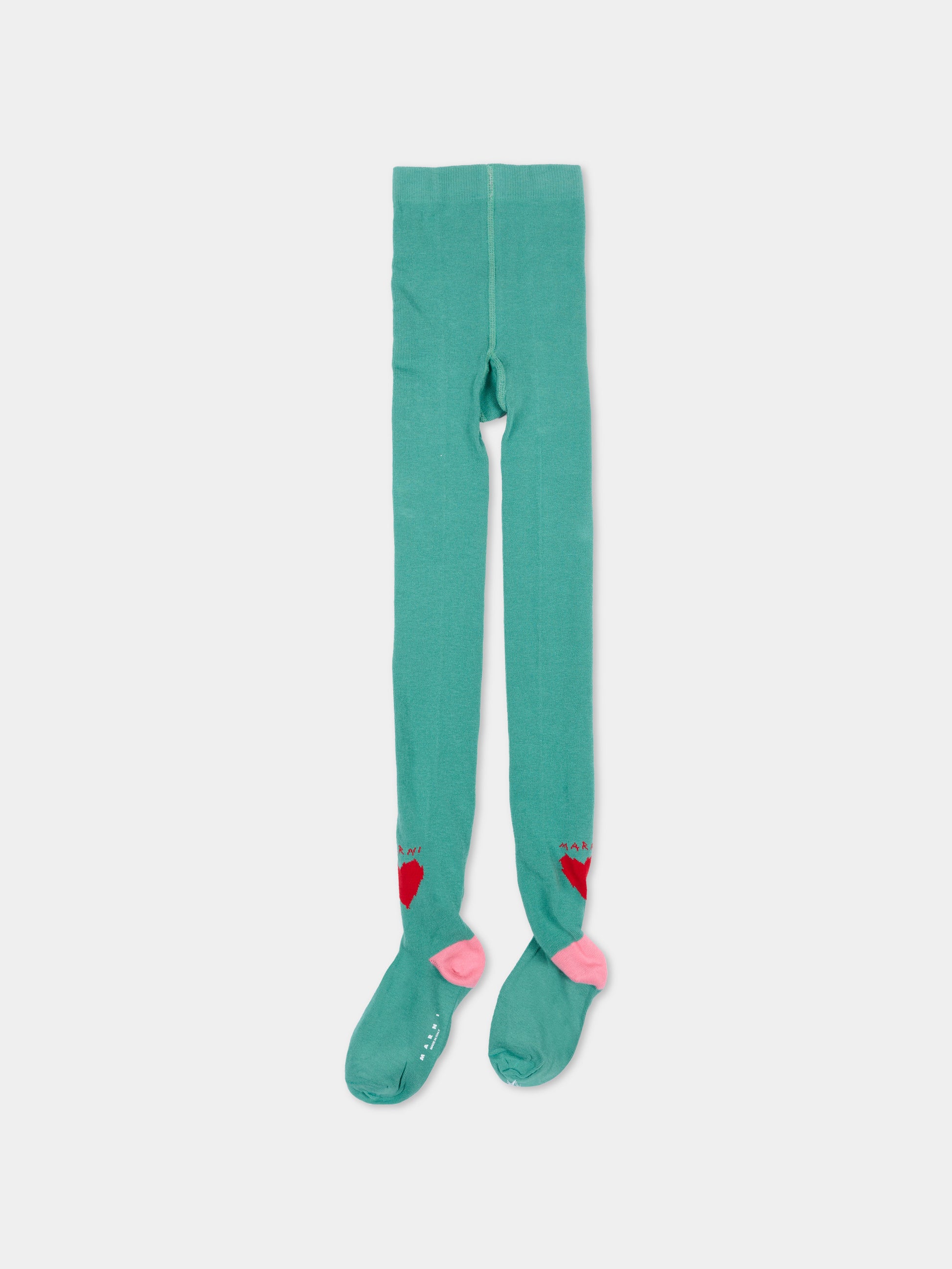 Collant verdi per bambina con cuore,Marni Kids,M01966 M00RB 0M545
