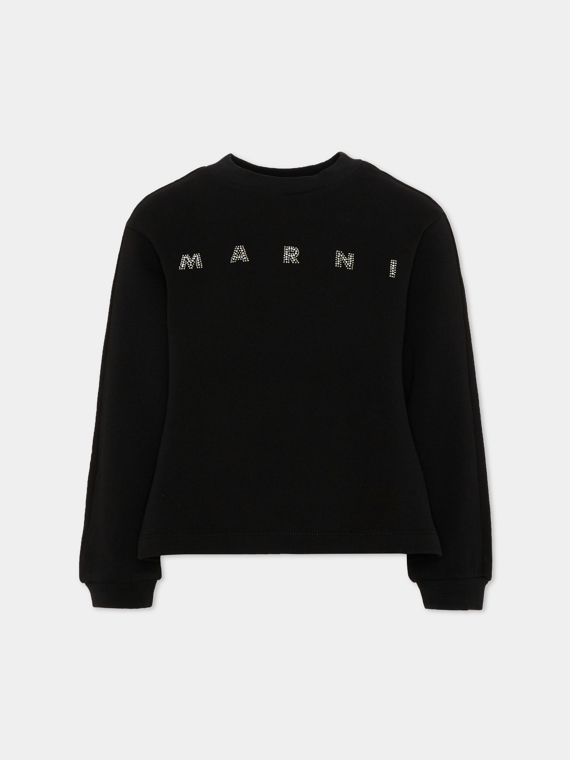 Felpa nera per bambina con logo,Marni Kids,M02016 M00SH 0M900
