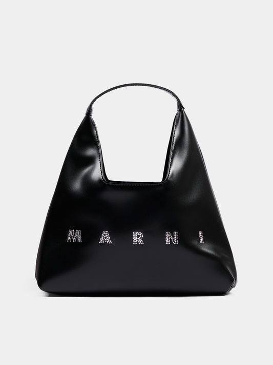 Borsa casual nera per bambina con logo con strass,Marni Kids,M02030 M00TK 0M900