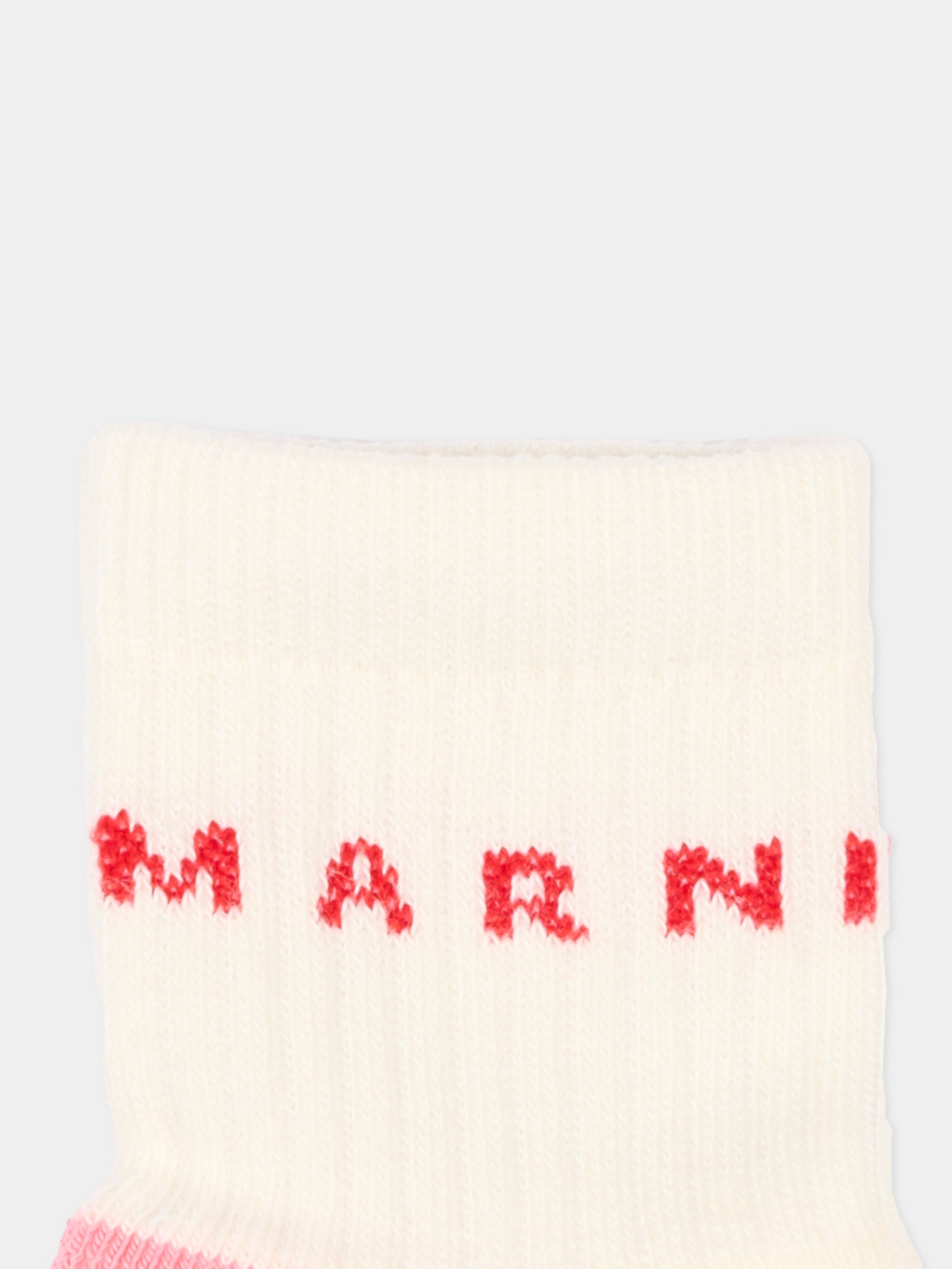 Calzino avorio per neonata con logo,Marni Kids,M02038 M00U1 0M107