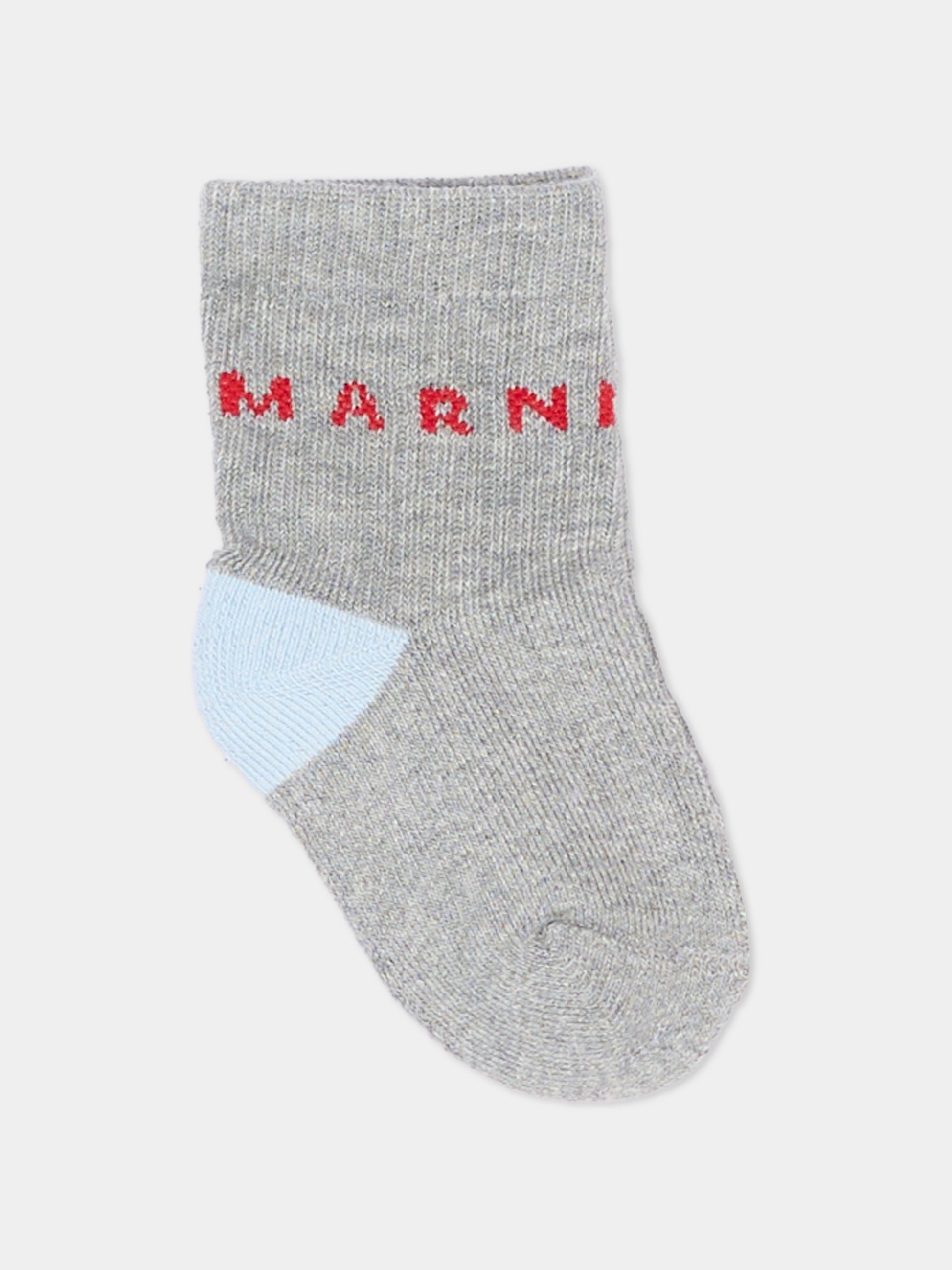 Calzino grigio per neonati con logo,Marni Kids,M02038 M00U1 0M923