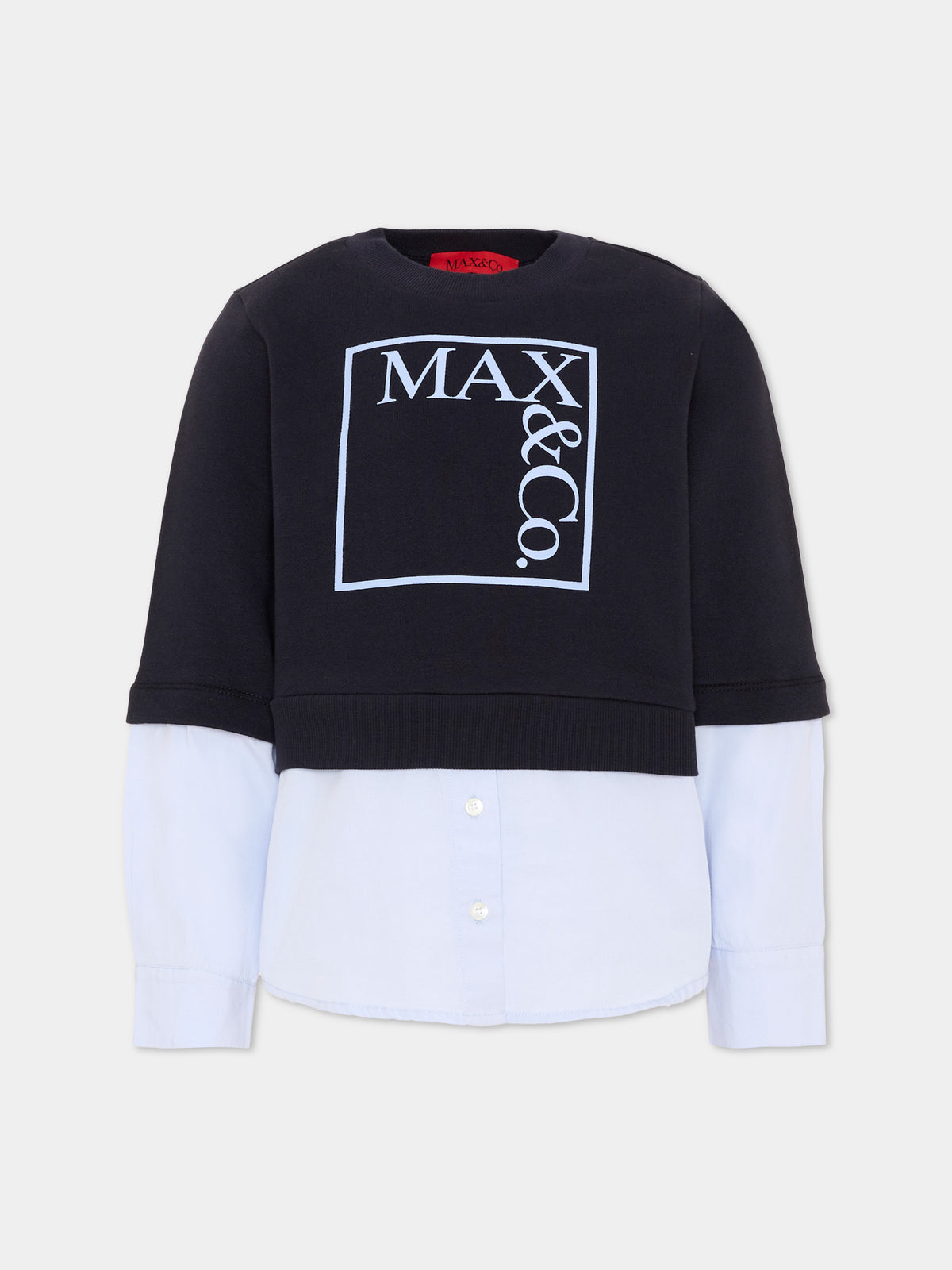 Felpa blu per bambina con logo,Max&co,MX0409 MX00Q MX854