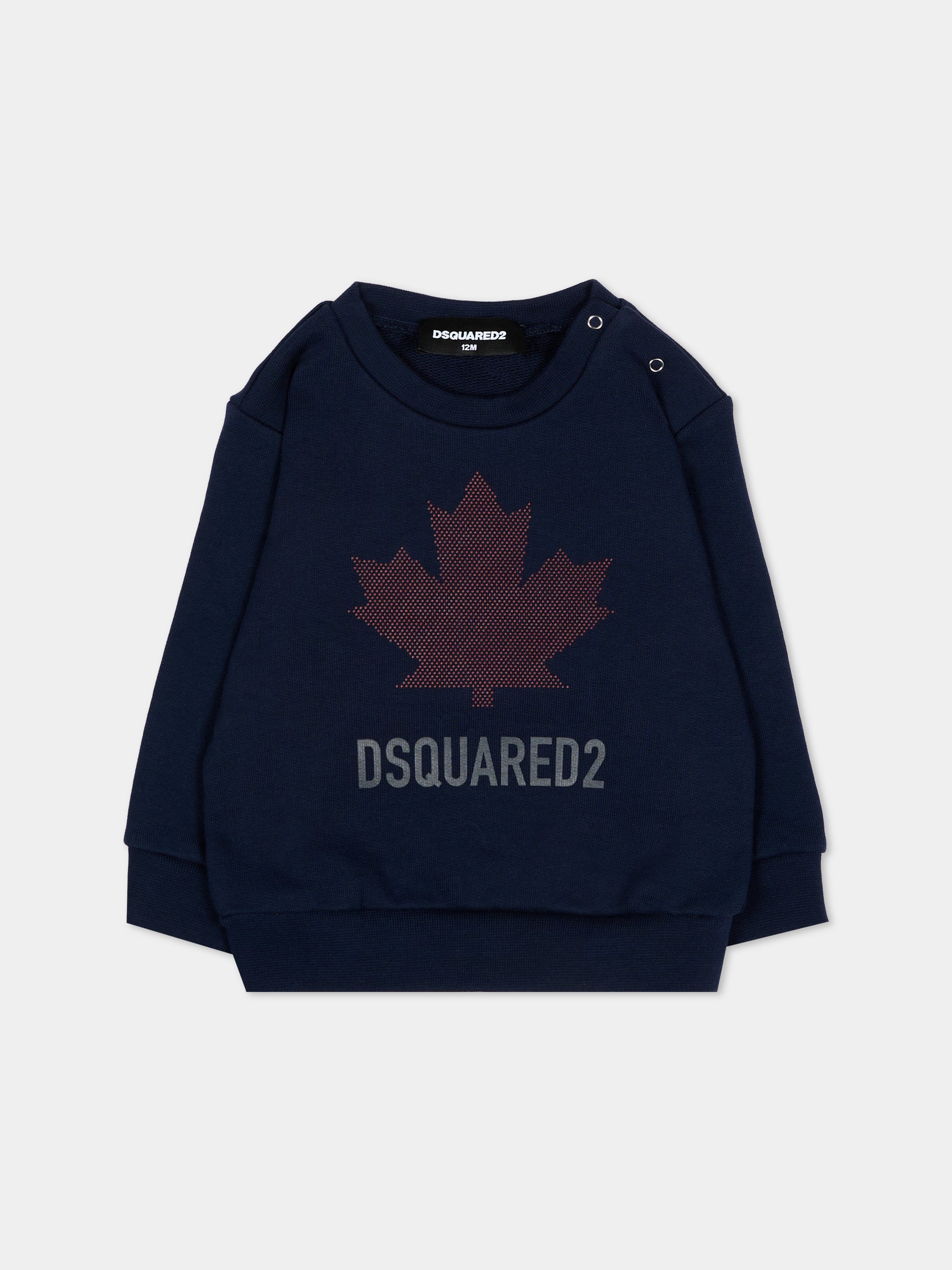 Felpa blu per neonati con logo,Dsquared2,DQ3503 D0AJ6 DQ864