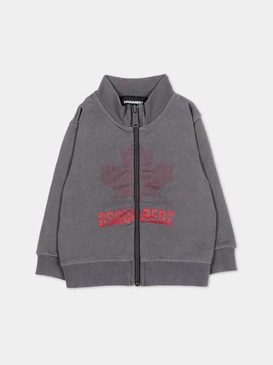 Felpa grigia per neonato con logo,Dsquared2,DQ3504 D0AJ6 DQ913