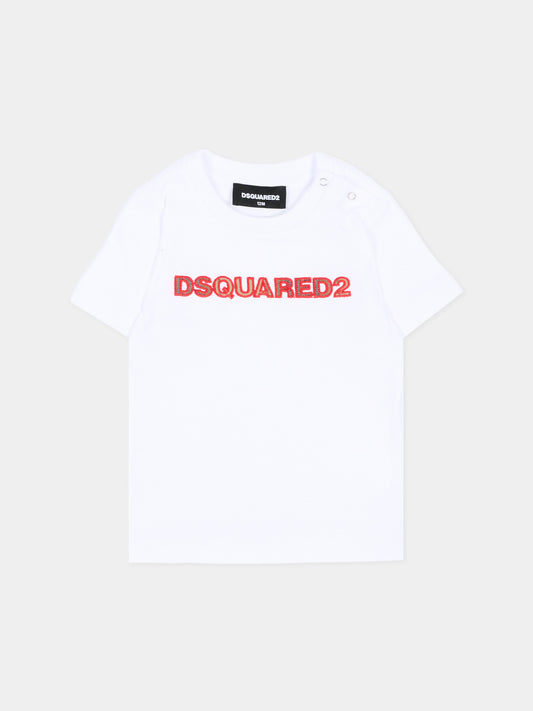 T-shirt a manica corta bianca per neonati logo,Dsquared2,DQ3509 D0AJ1 DQ100
