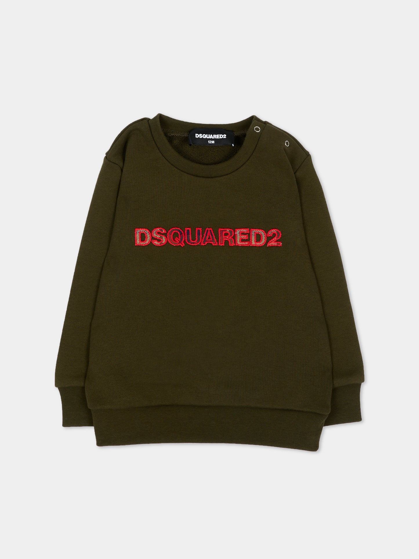 Felpa verde per neonati con logo,Dsquared2,DQ3510 D0AJ2 DQ558