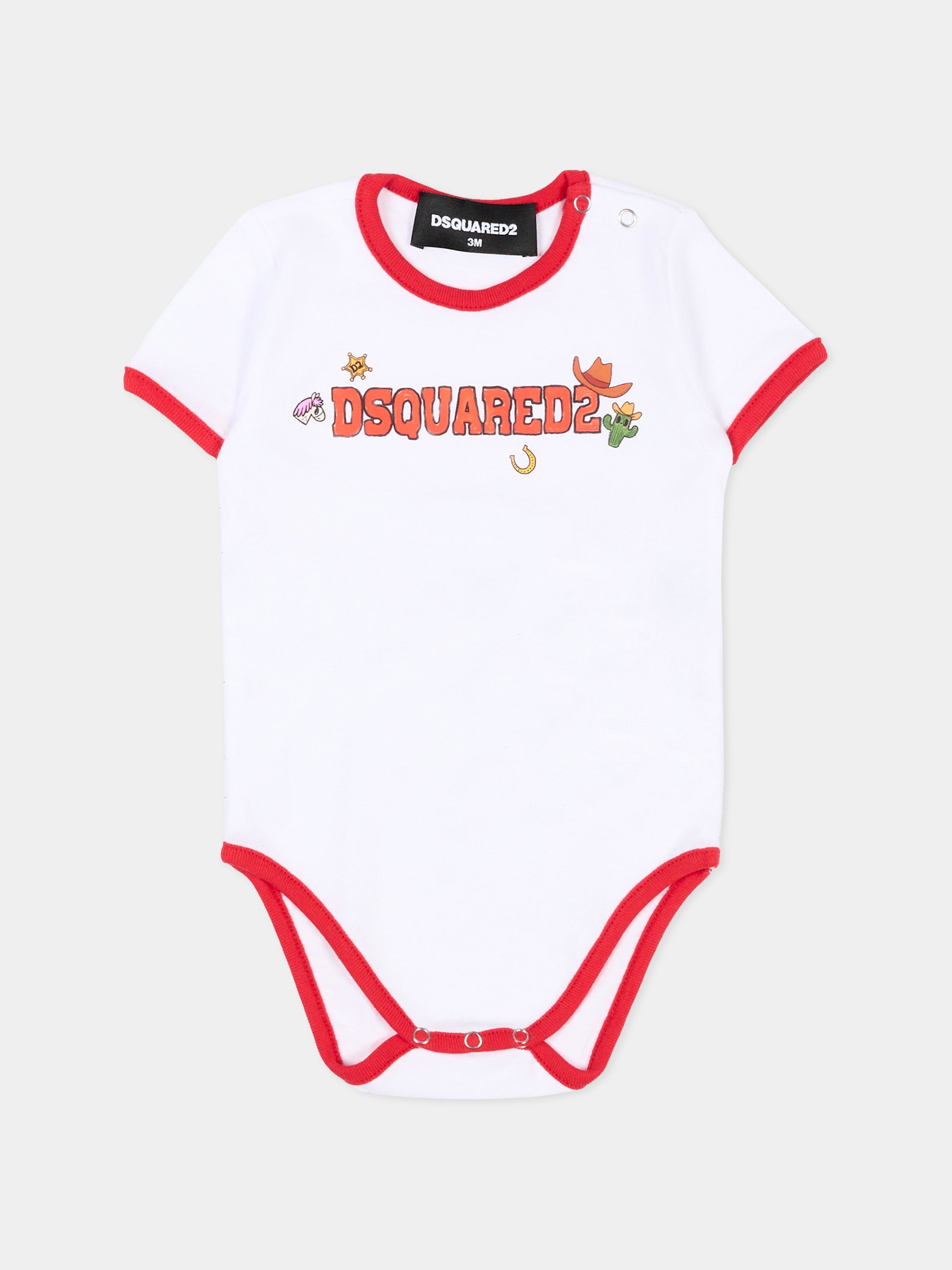 Body multicolor per neonati con stampe,Dsquared2,DQ3517 D0A8U DQC61