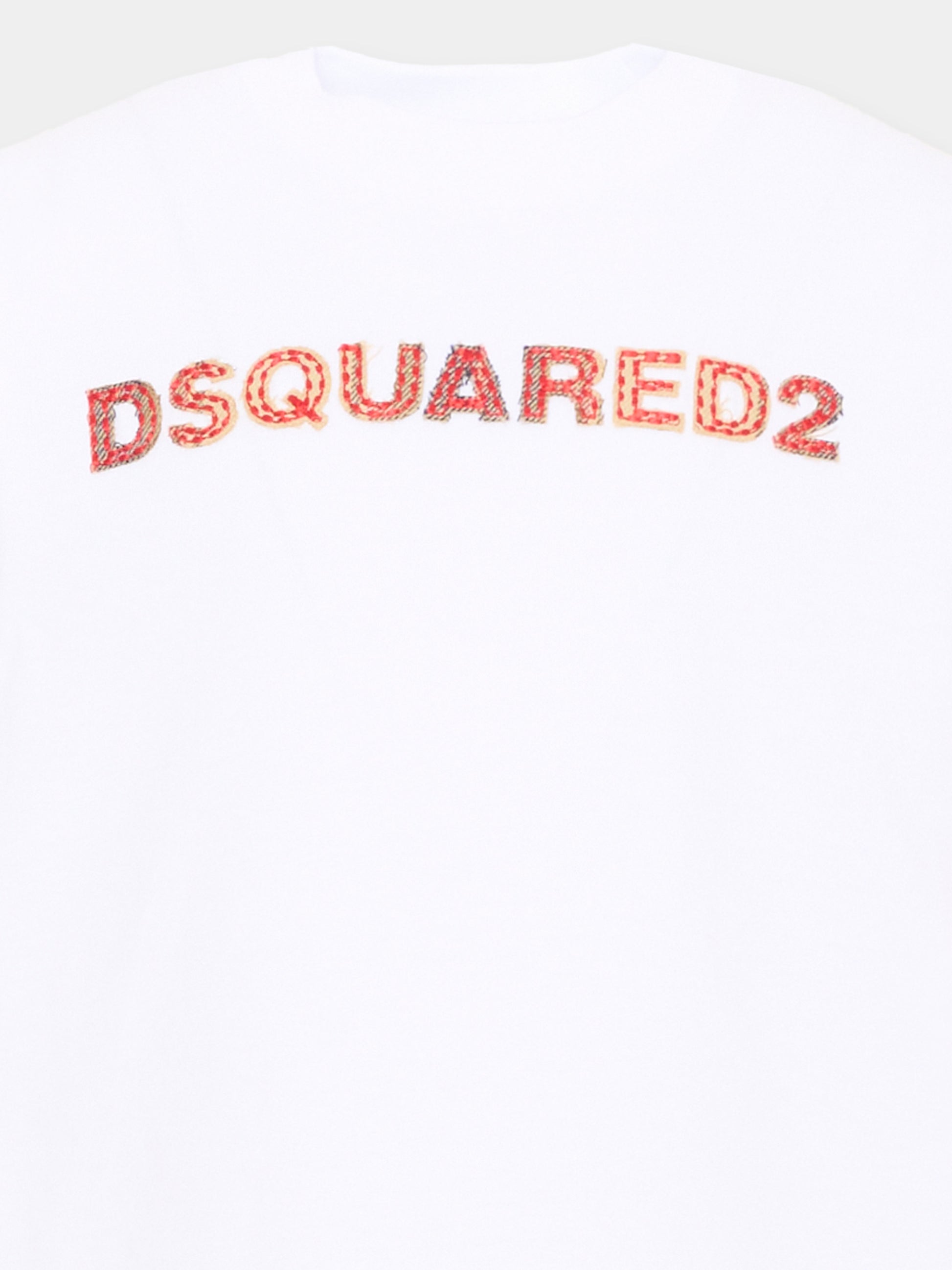 T-shirt bianca per bambini con logo,Dsquared2,DQ3560 D0AJ1 DQ100