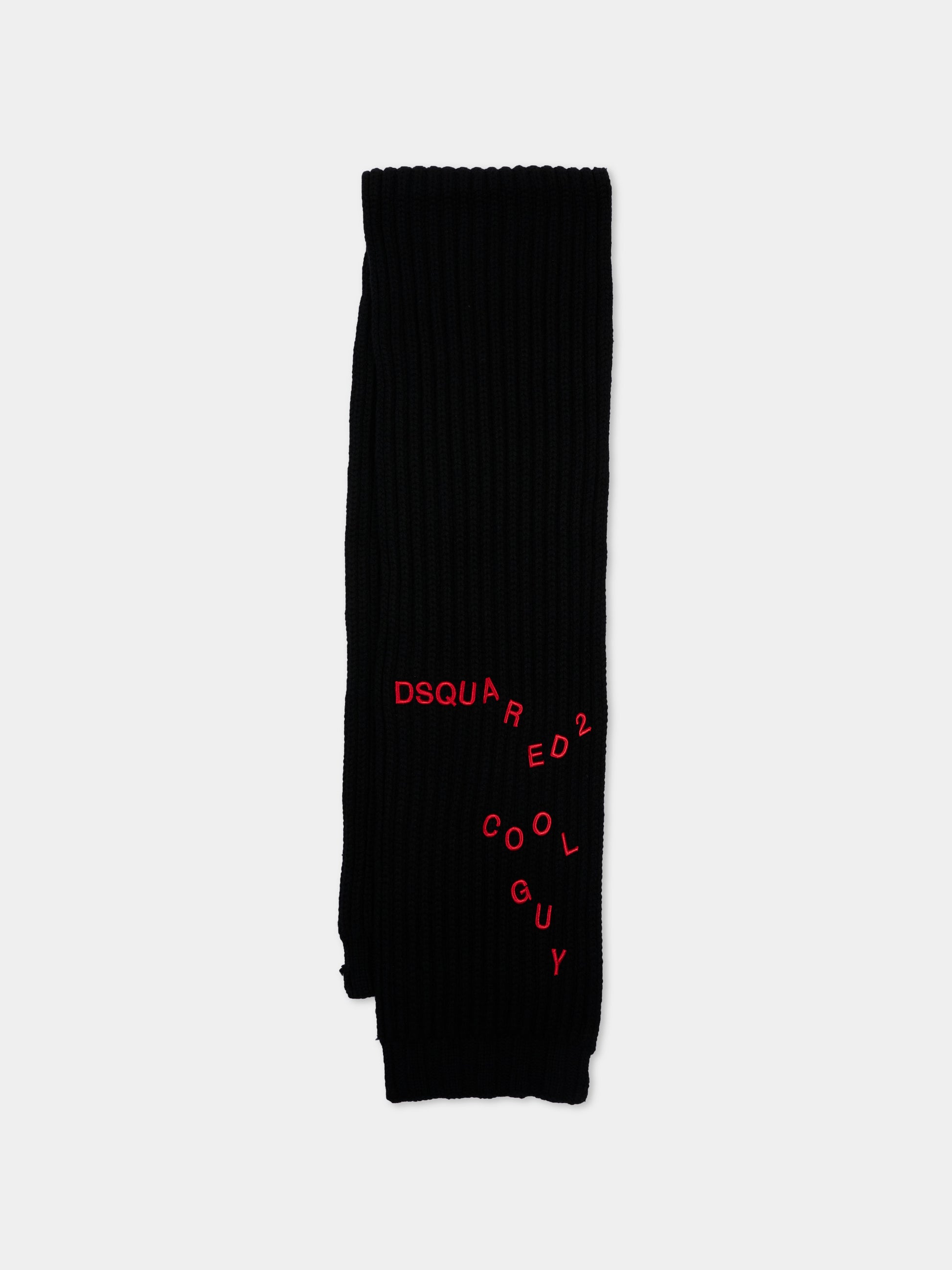 Sciarpa nera per bambini con logo,Dsquared2,DQ3587 D00WC DQ900