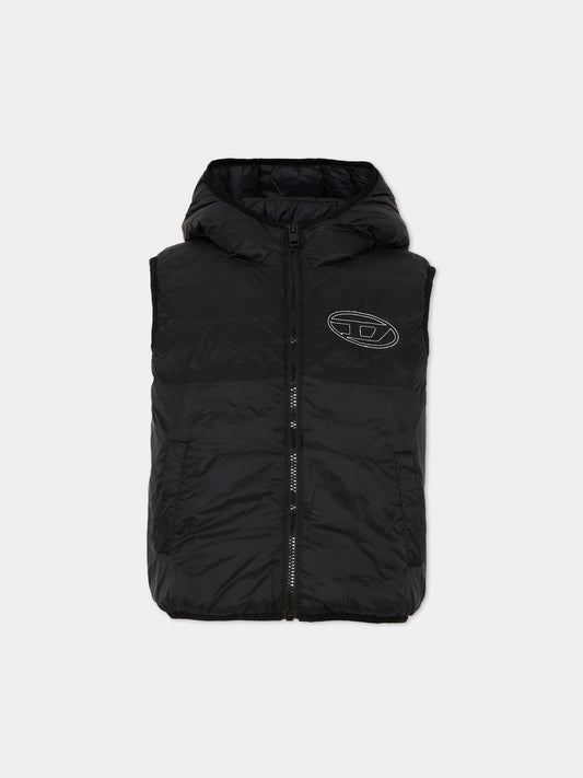Gilet nero per bambini con logo,Diesel,J02883 KXBVE K900