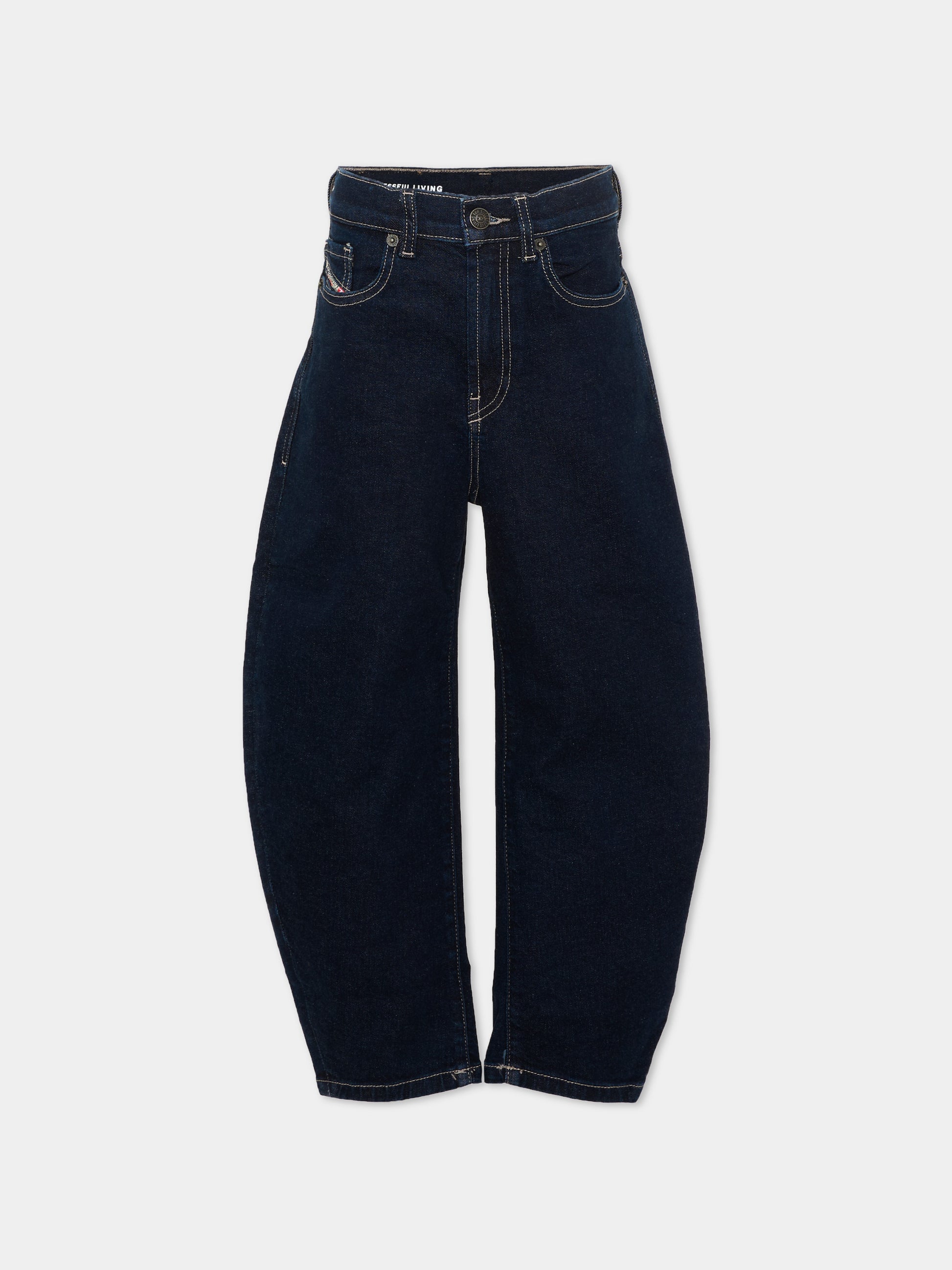 Jeans denim per bambina con logo patch,Diesel,J02885 KXBUS K01