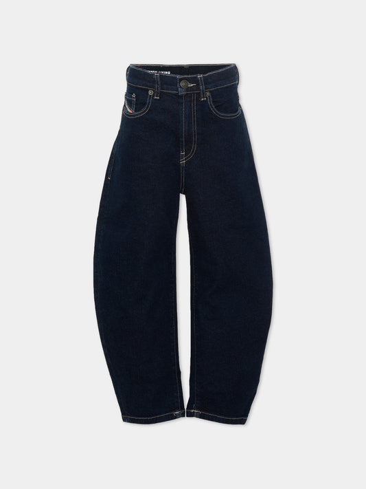 Jeans denim per bambina con logo patch,Diesel,J02885 KXBUS K01