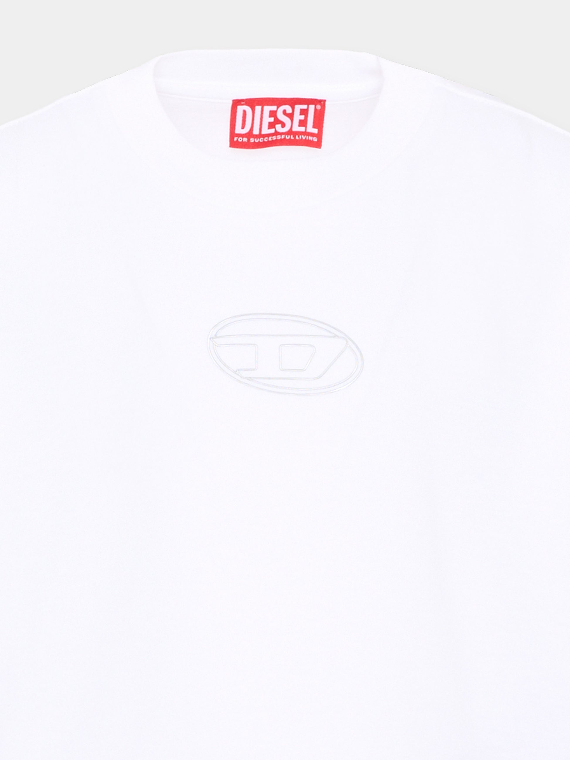 T-Shirt bianca per bambina con logo,Diesel,J02918 00YI9 K100