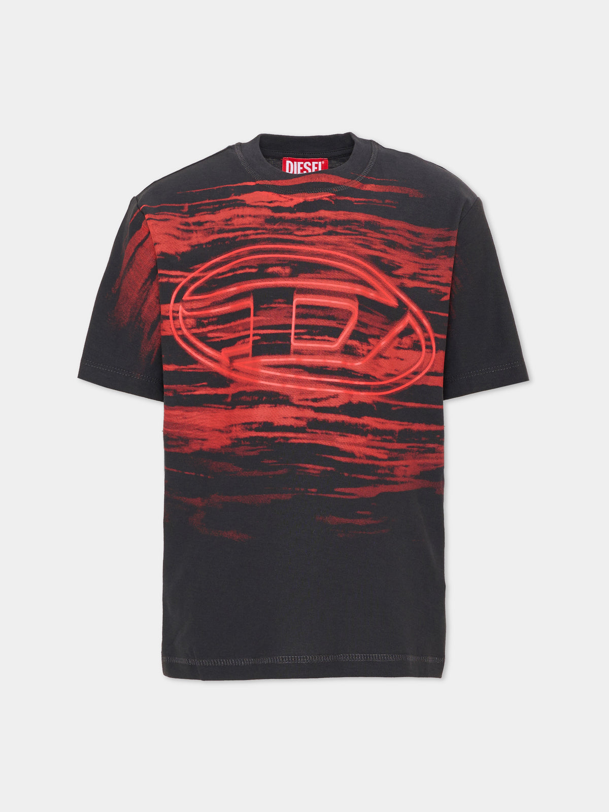 T-shirt a manica corta nera per bambino con logo,Diesel,J02991 KYA2N K910A