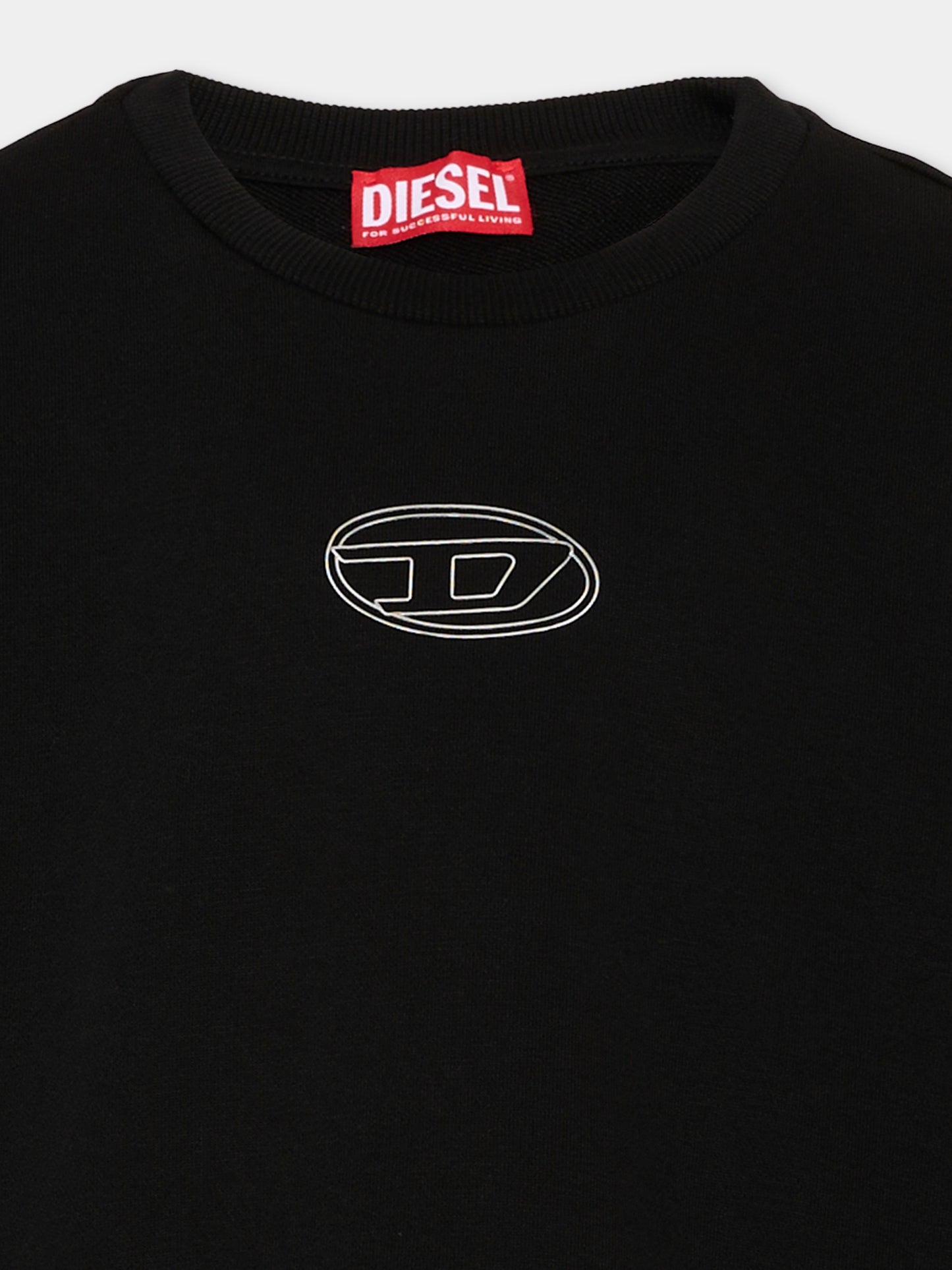 Felpa nera per bambina con logo,Diesel,J03017 KYAZ3 K900
