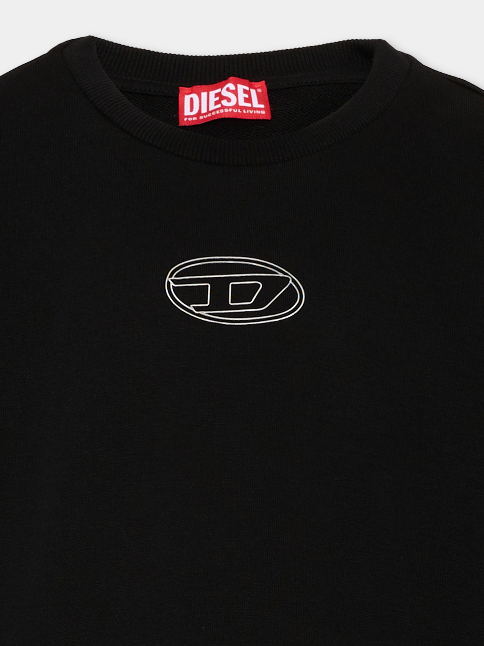 Felpa nera per bambina con logo,Diesel,J03017 KYAZ3 K900
