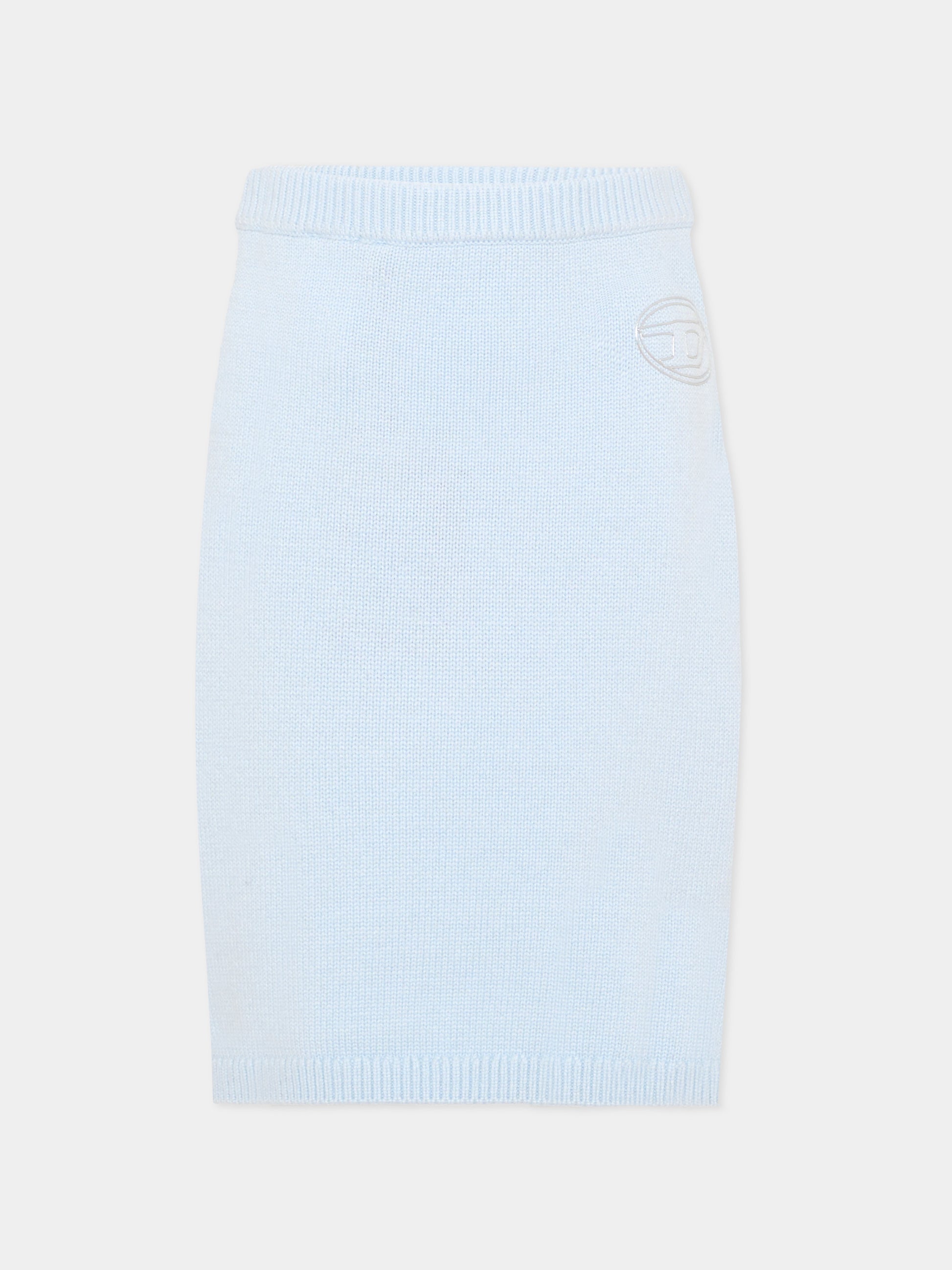 Gonna azzurra per bambina con logo,Diesel,J03020 KYAYX K80U
