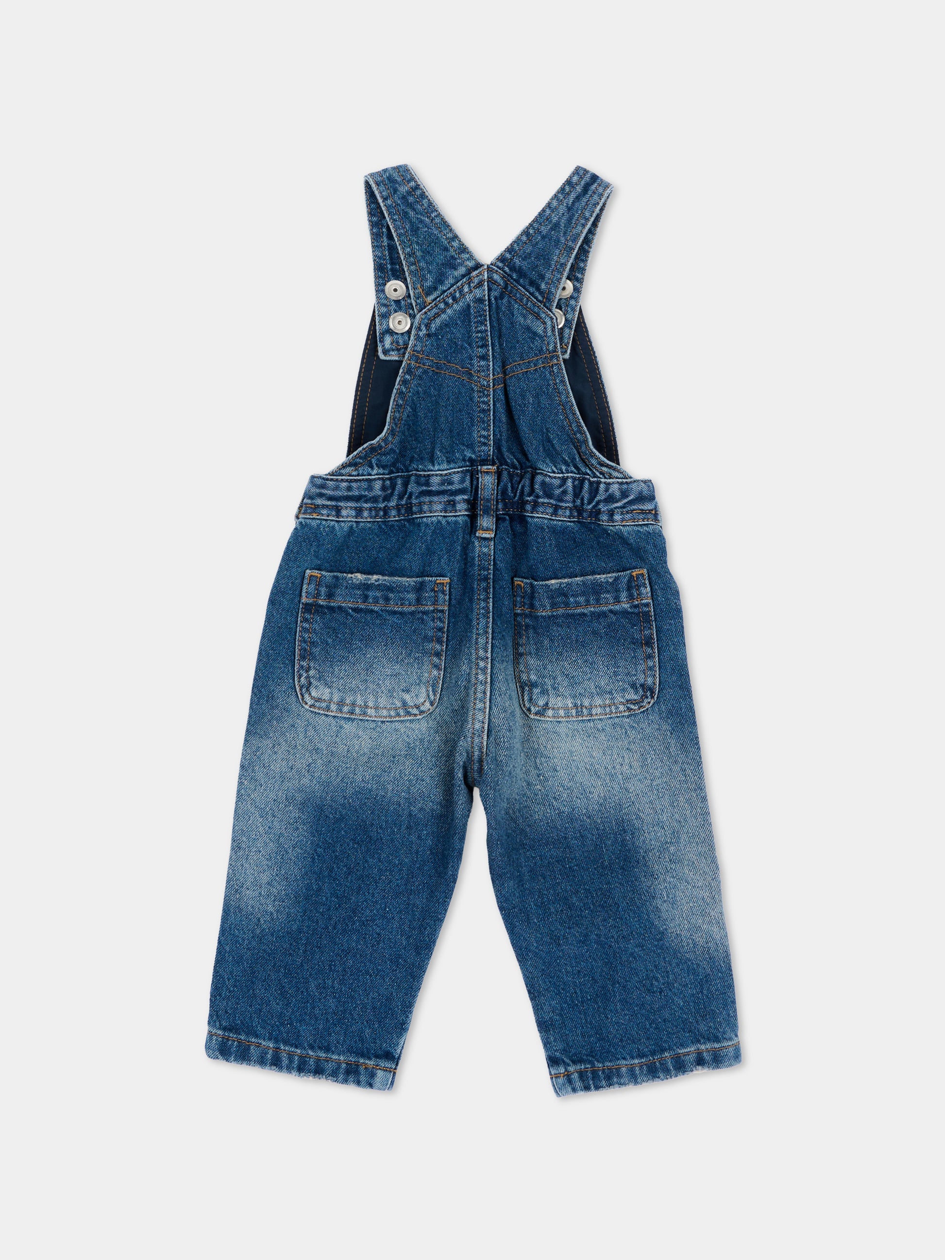 Salopette denim per neonato con logo,Diesel,K00813 KXBU1 K01