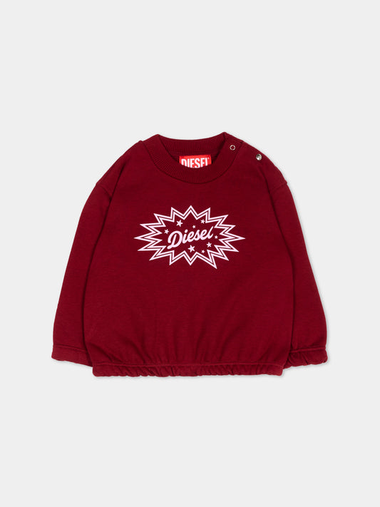 Felpa bordeaux per neonata con logo,Diesel,K00825 KYAVF K440