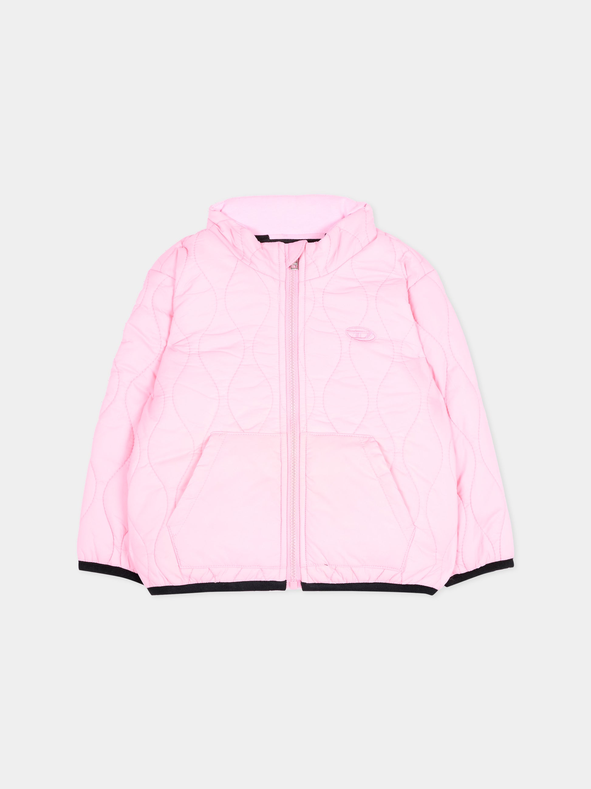 Piumino rosa per neonata trapuntato con logo,Diesel,K00833 KXBS2 K39G