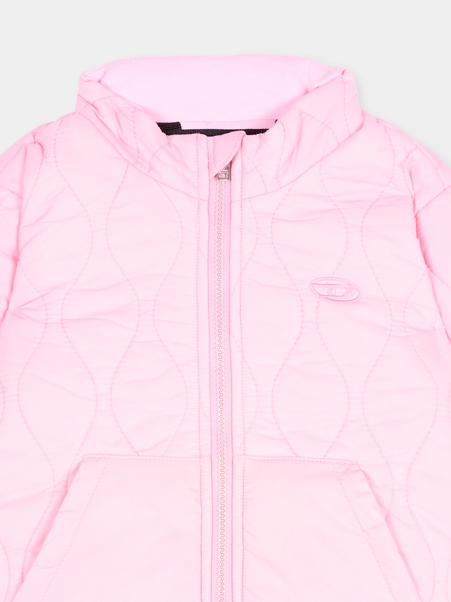 Piumino rosa per neonata trapuntato con logo,Diesel,K00833 KXBS2 K39G