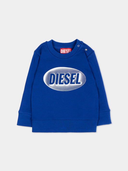 Felpa blu per neonati con logo,Diesel,K00848 KYAVF K89G