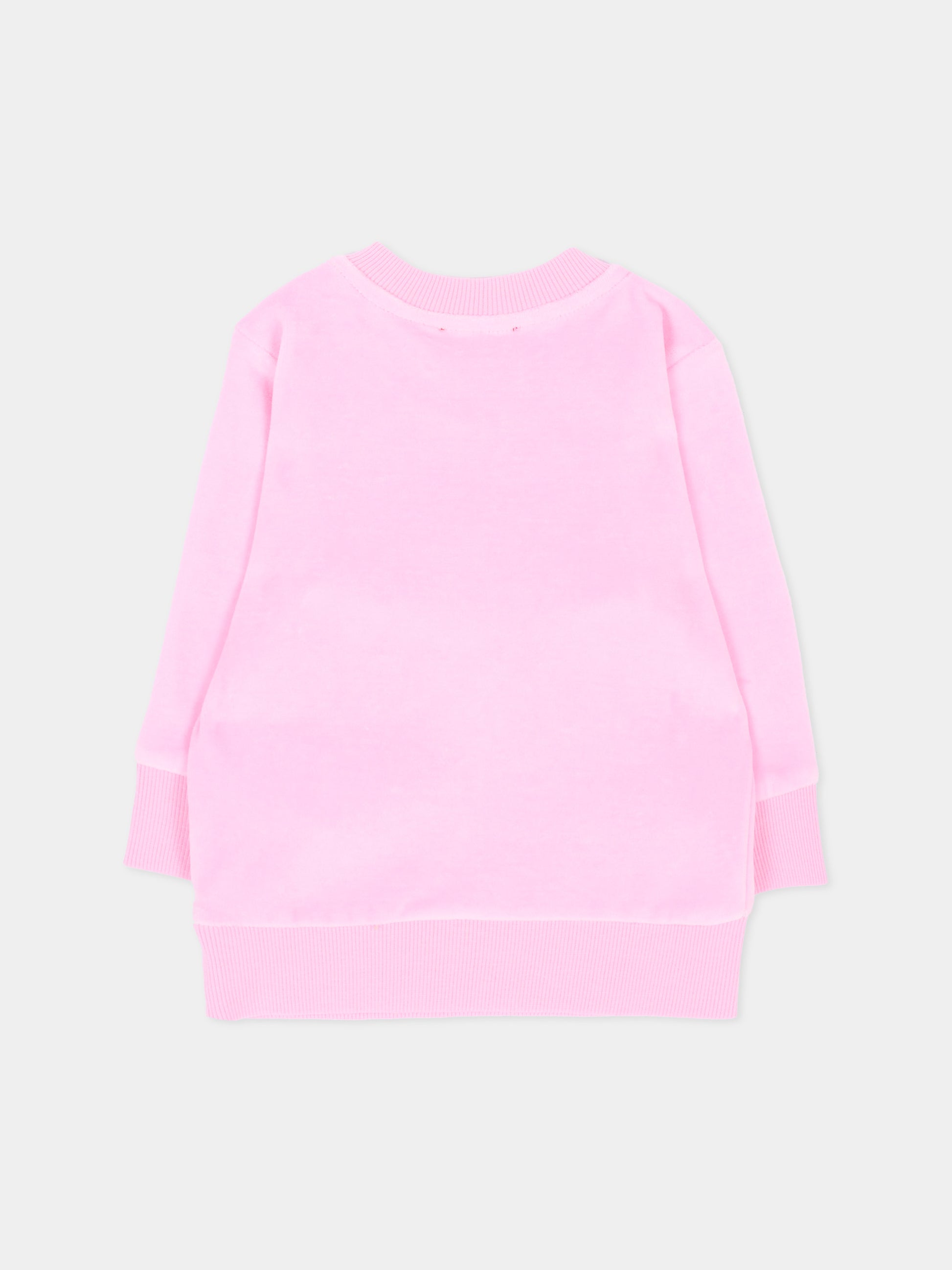 Felpa rosa per neonata con logo in ciniglia,Diesel,K00850 KYA2S K39G