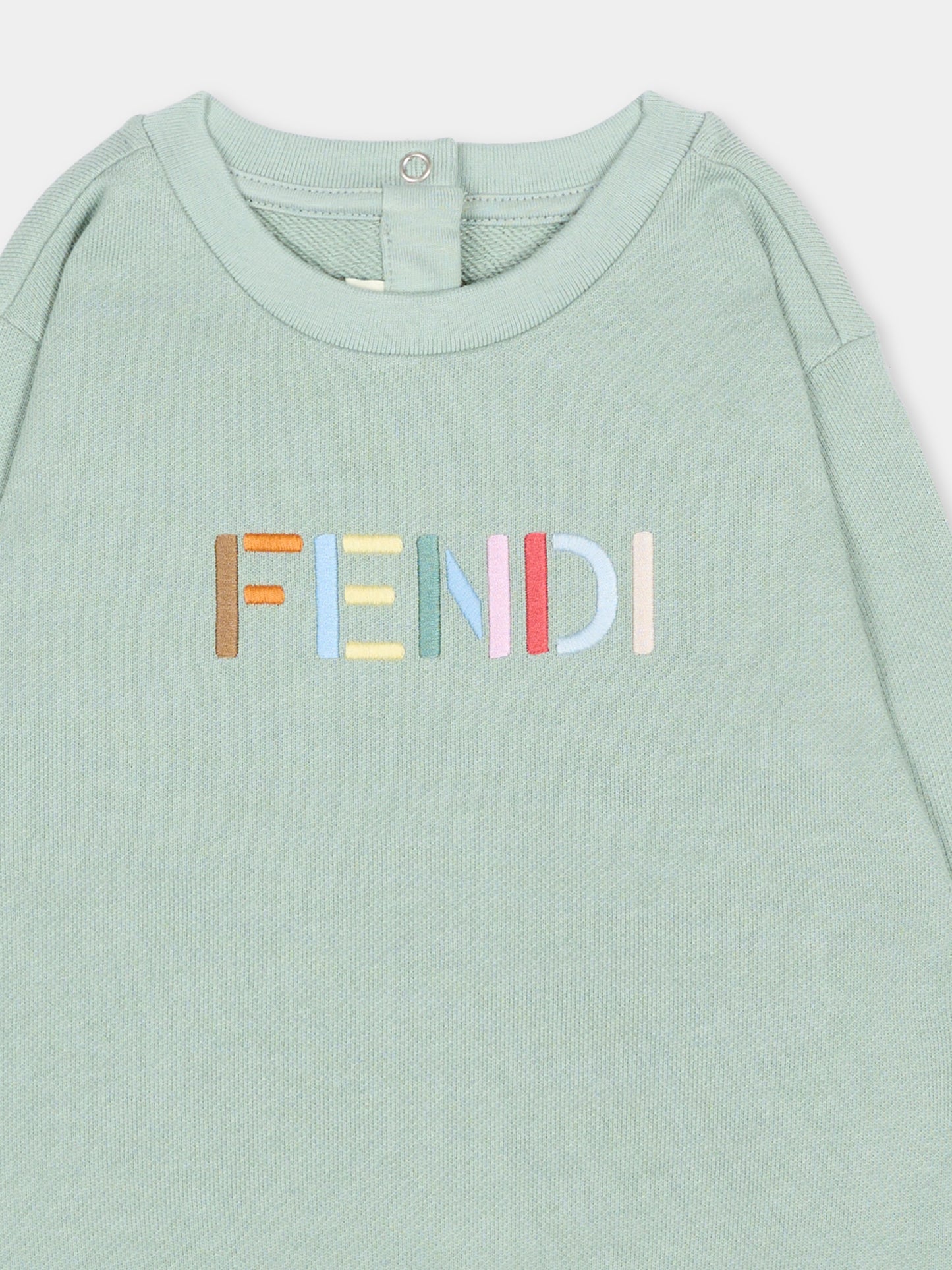 Felpa verde per neonati con logo,Fendi Kids,BUH104 5V0 F1V3S