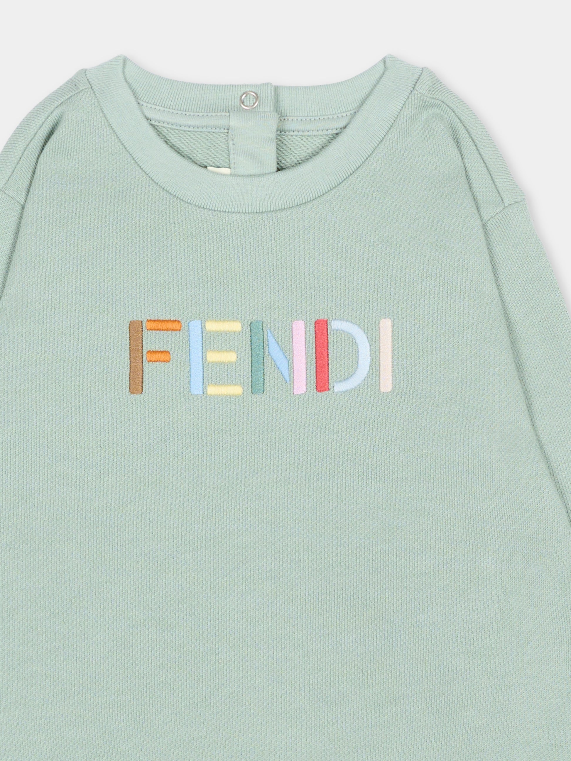Felpa verde per neonati con logo,Fendi Kids,BUH104 5V0 F1V3S