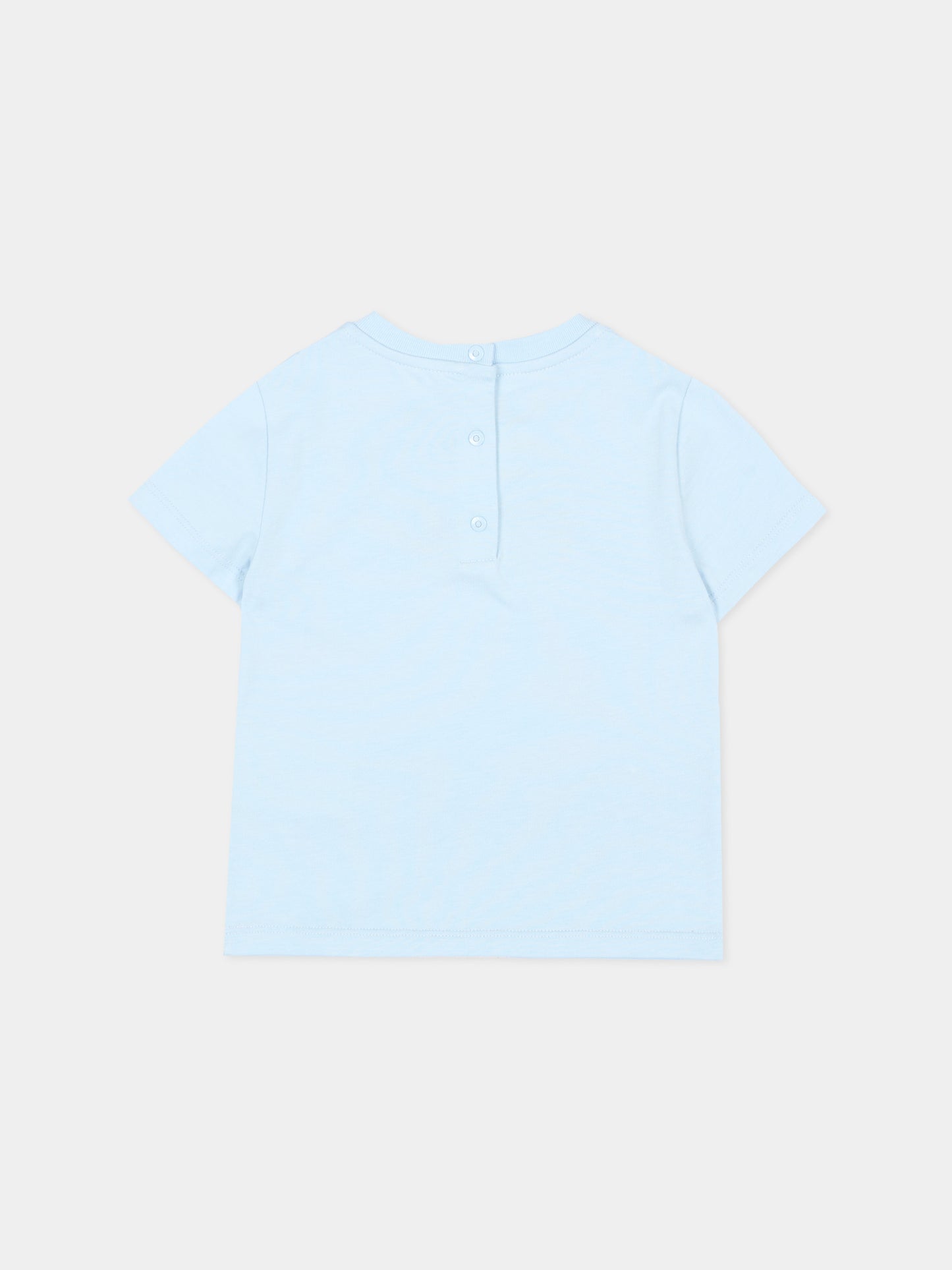 T-Shirt celeste per neonato con logo,Fendi Kids,BUI119 AY8D F0EX7
