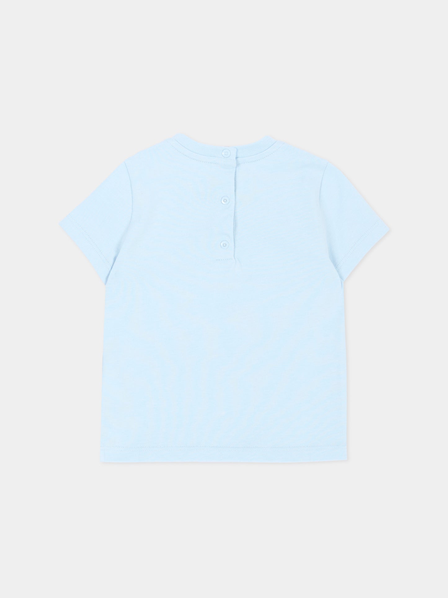 T-shirt celeste per neonato con logo,Fendi Kids,BUI120 AY8D F0EX7