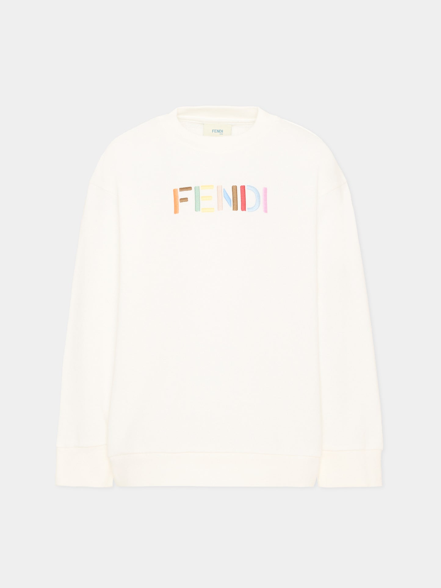 Felpa avorio per bambini con logo,Fendi Kids,JUH114 5V0 F0TU9