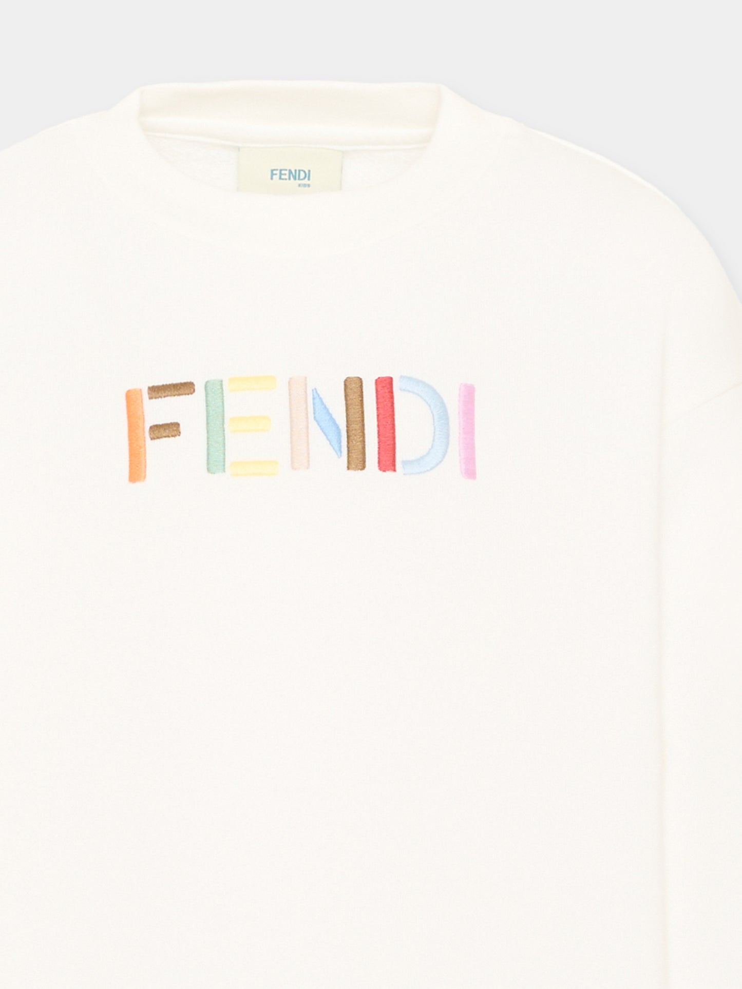 Felpa avorio per bambini con logo,Fendi Kids,JUH114 5V0 F0TU9
