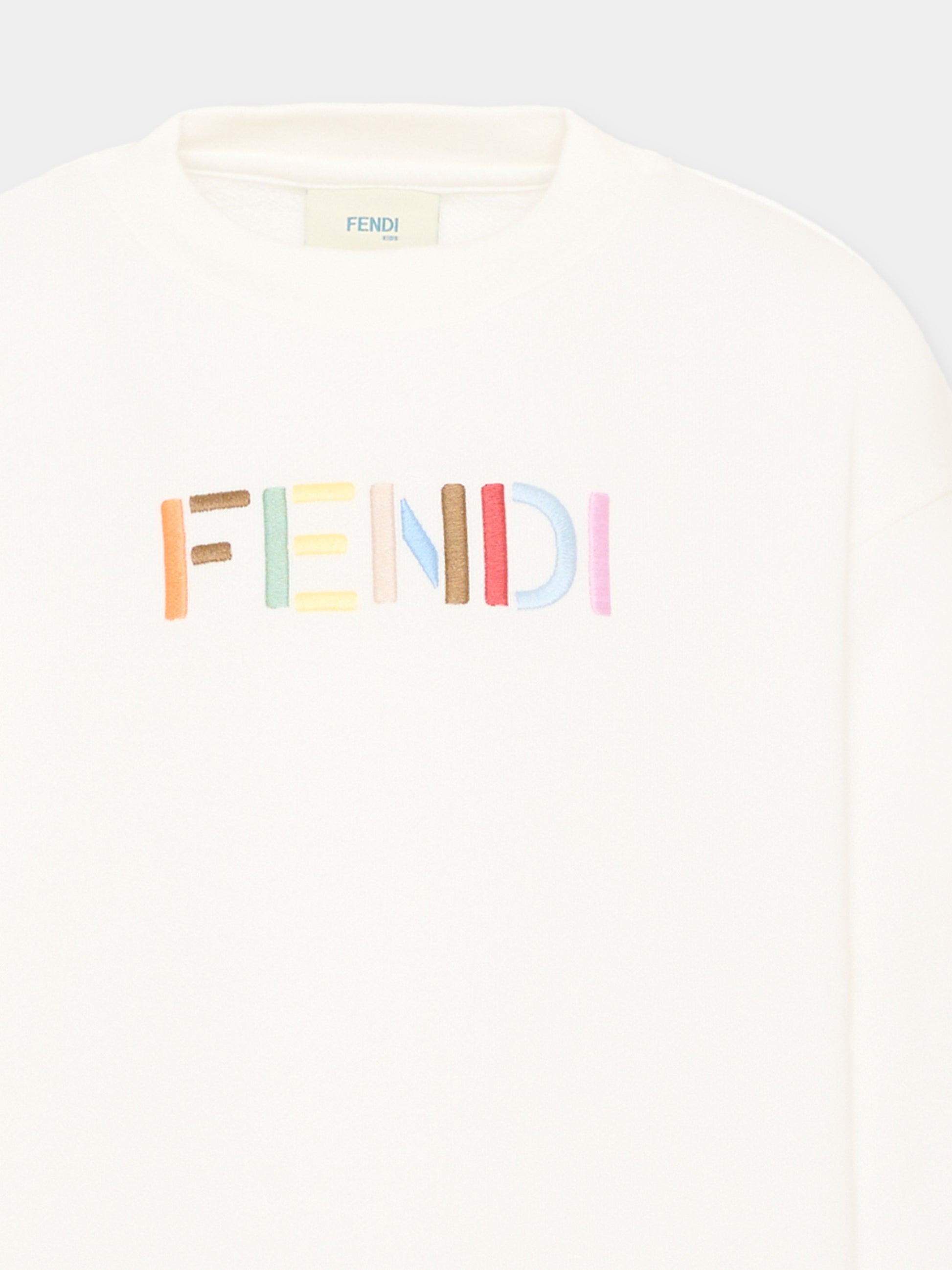 Felpa avorio per bambini con logo,Fendi Kids,JUH114 5V0 F0TU9