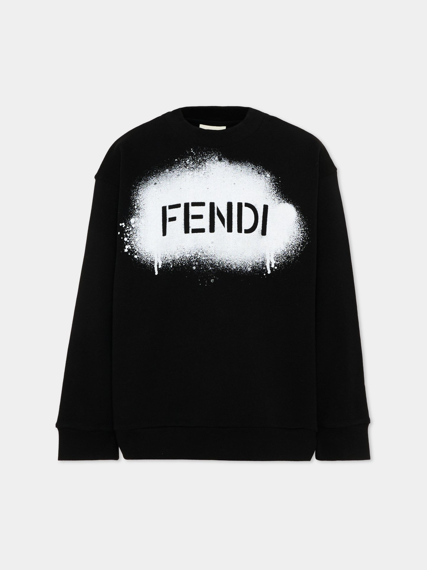 Felpa nera per bambini con logo,Fendi Kids,JUH118 5V0 F16LP