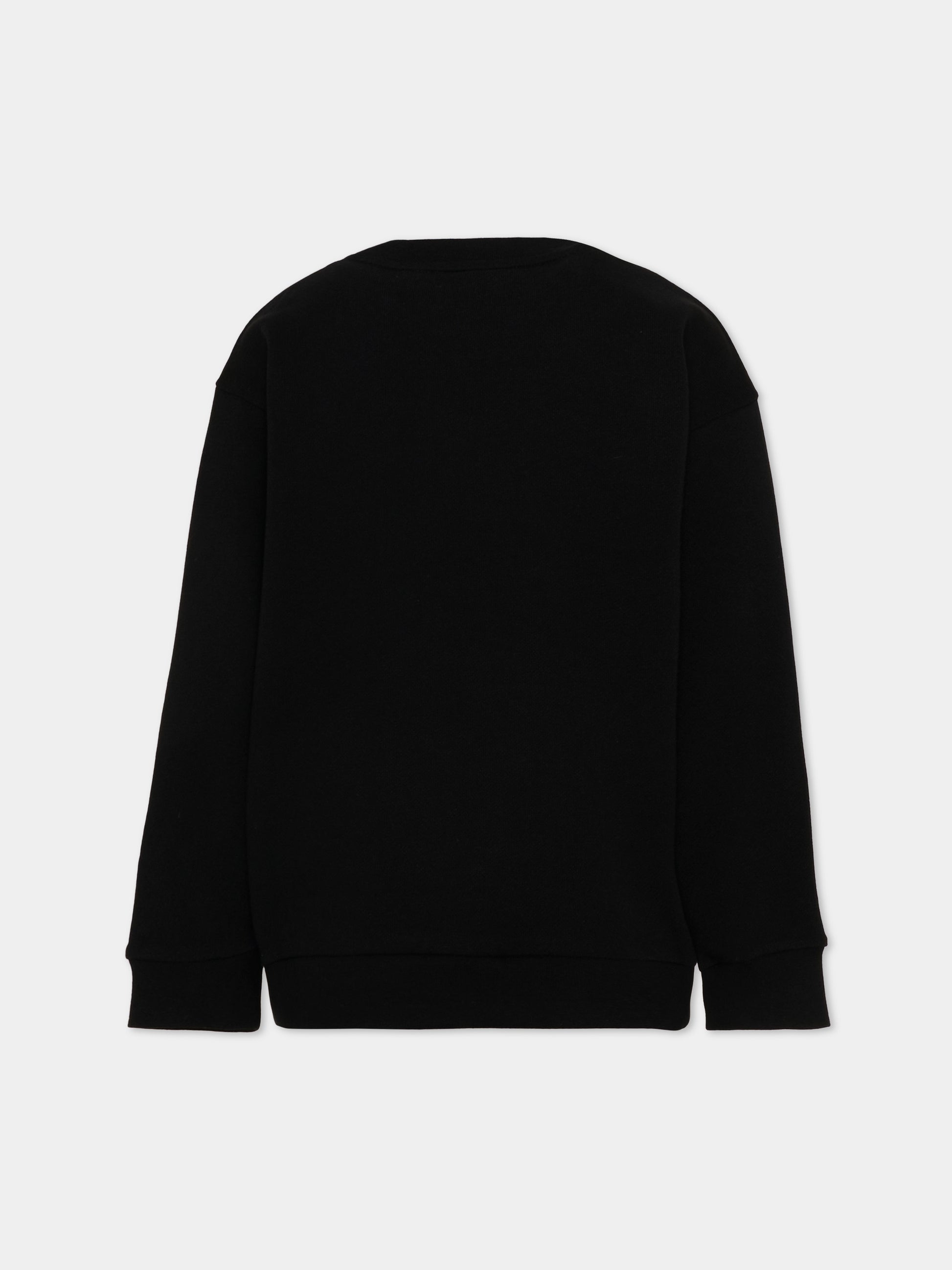 Felpa nera per bambini con logo,Fendi Kids,JUH118 5V0 F16LP