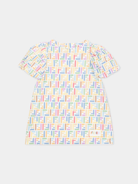 Abito multicolor per neonata con monogram FF,Fendi Kids,BFB631 AJJZ F0ZA0