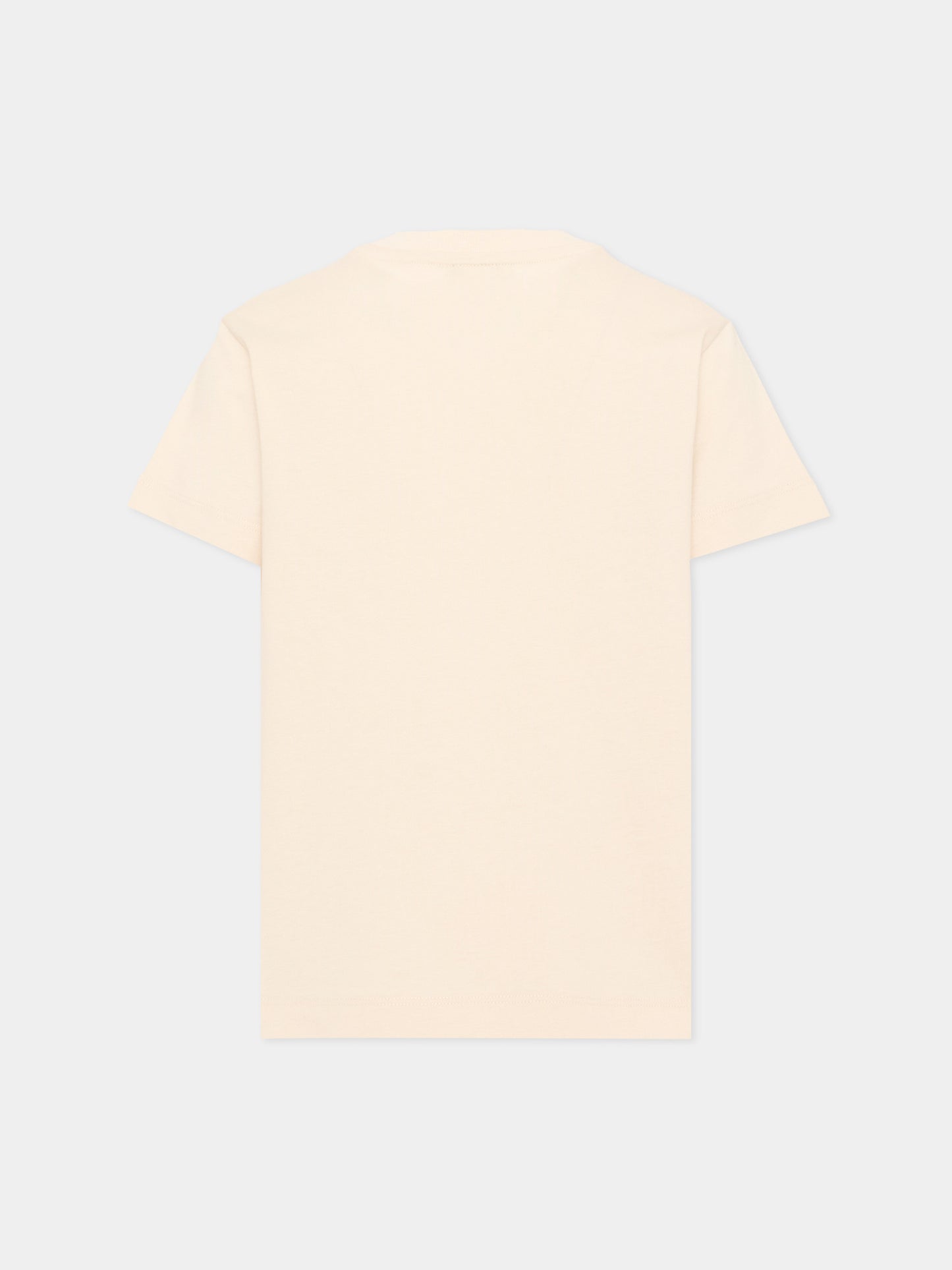 T-Shirt beige per bambini con logo,Fendi Kids,JUI208 AY8D F0XW5