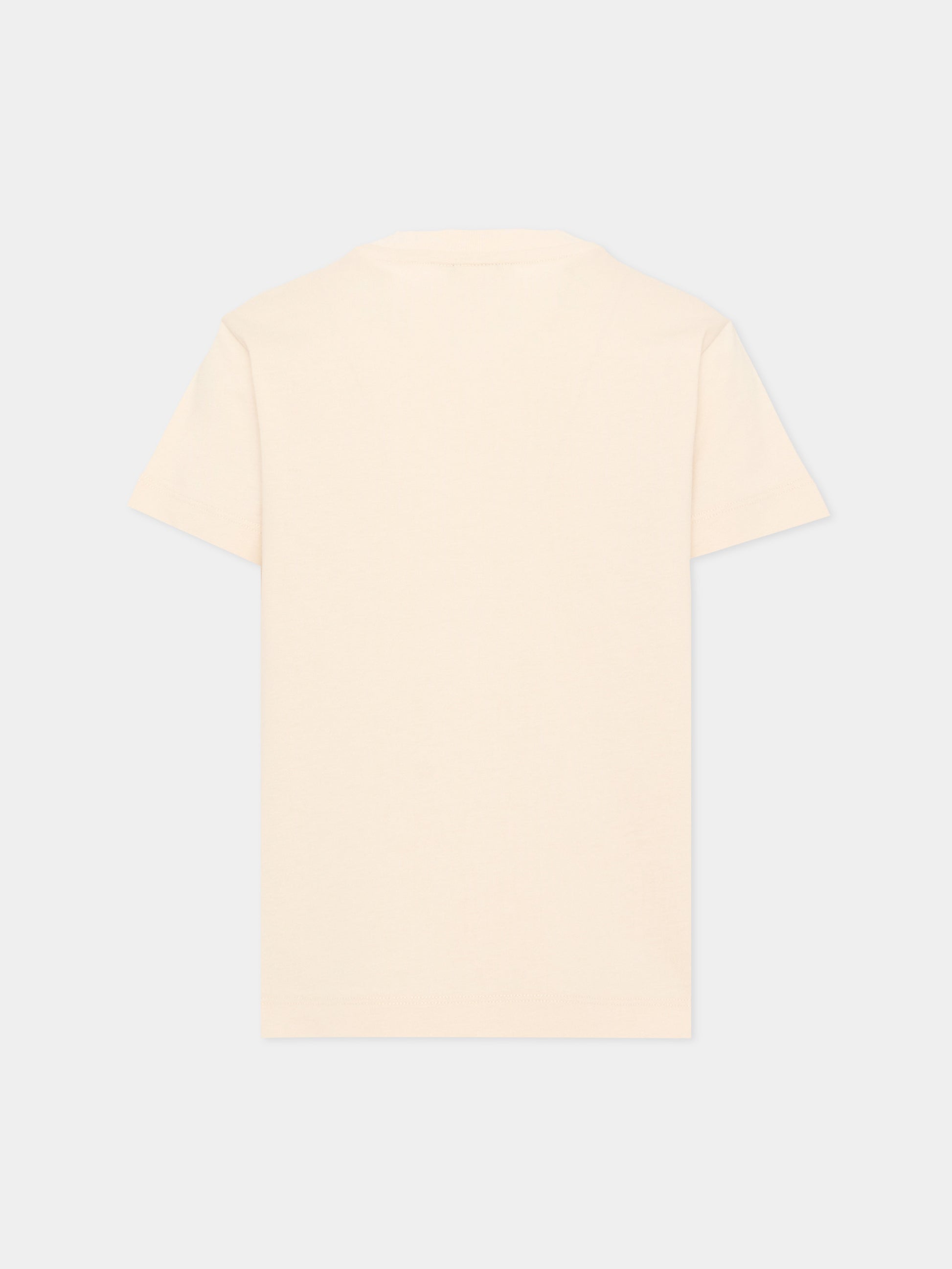 T-Shirt beige per bambini con logo,Fendi Kids,JUI208 AY8D F0XW5