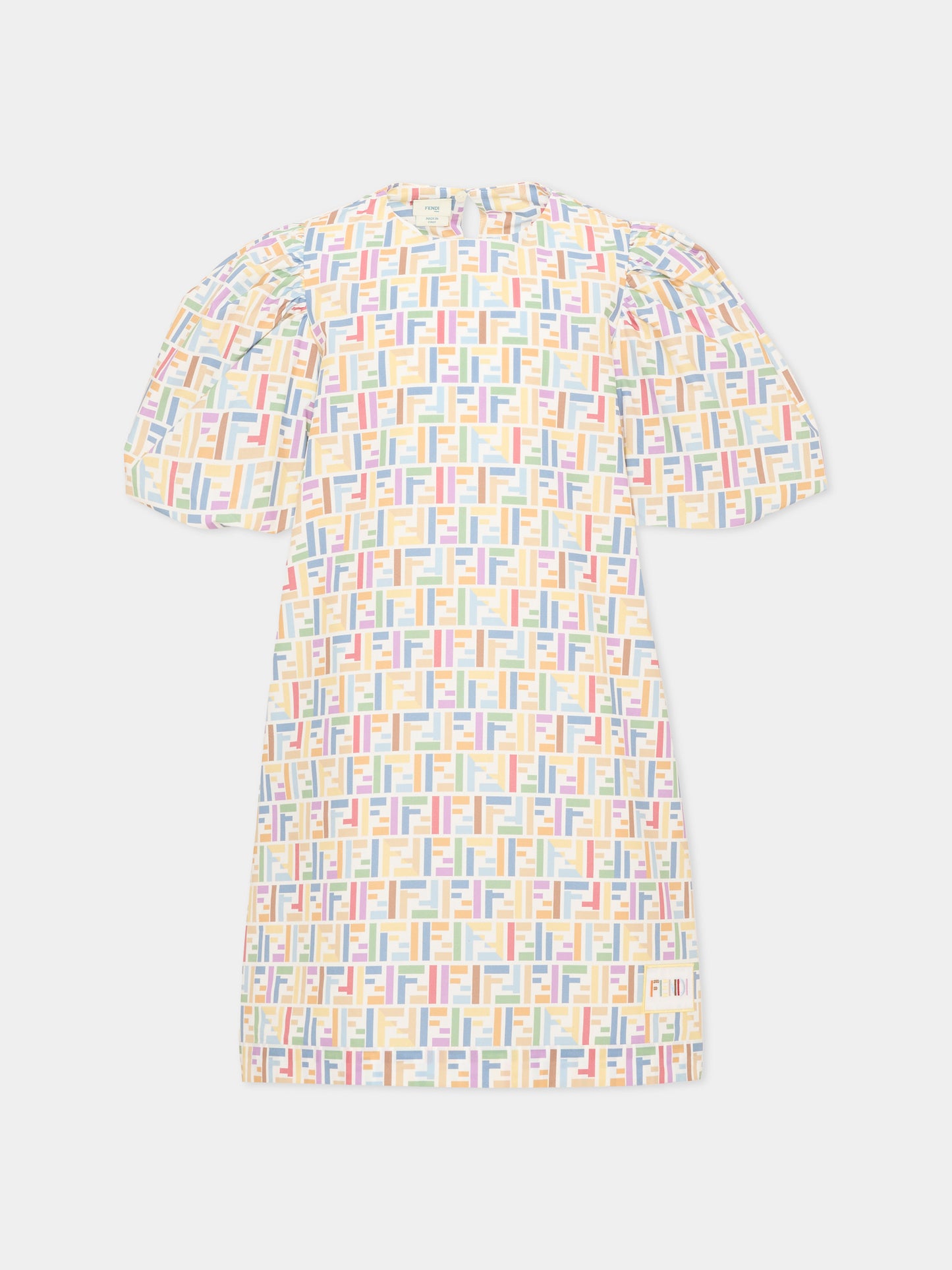 Vestito multicolor per bambina con logo,Fendi Kids,JFB879 AJJZ F0ZA0