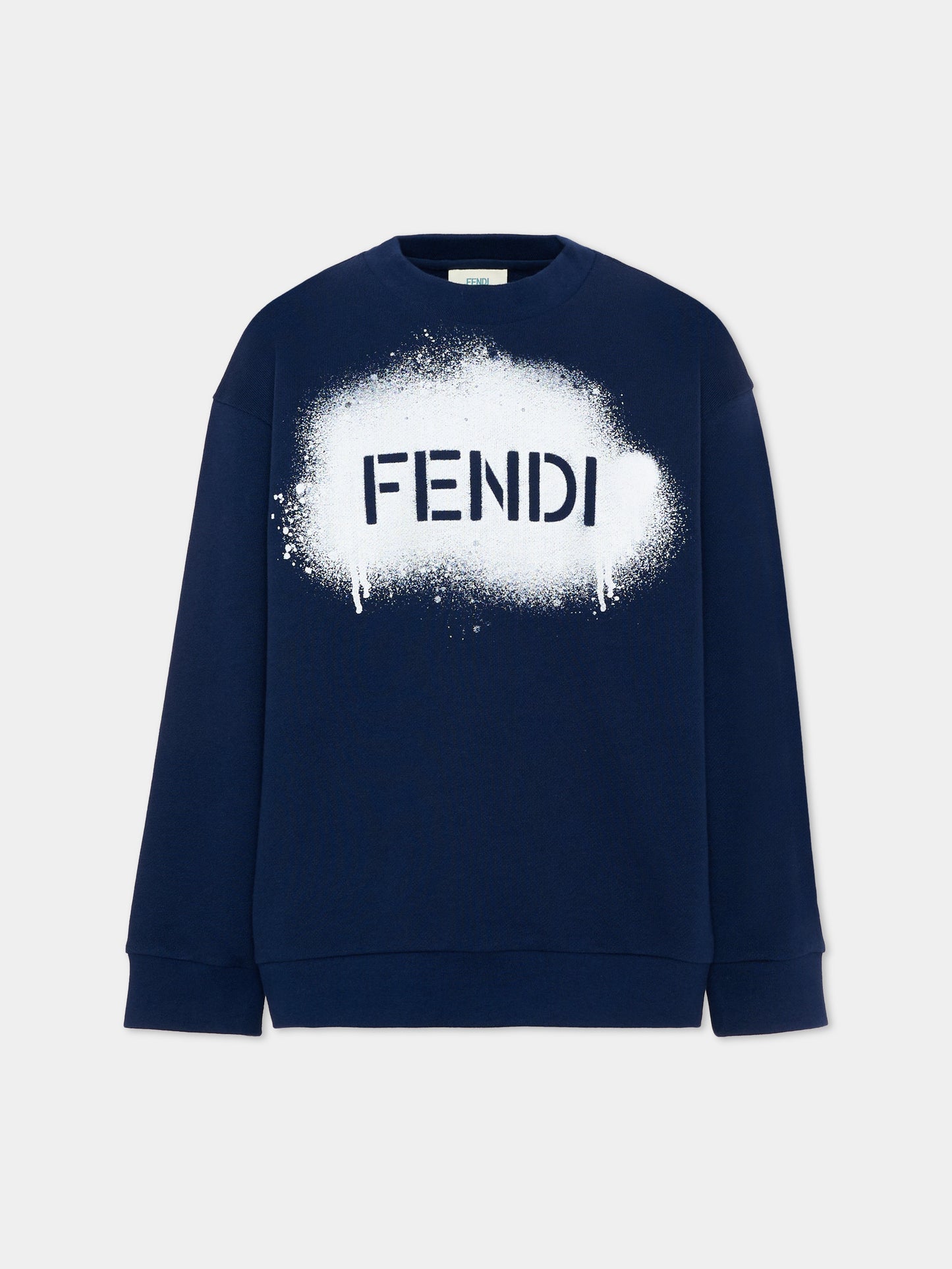 Felpa blu per bambini con logo,Fendi Kids,JUH118 5V0 F1PMC
