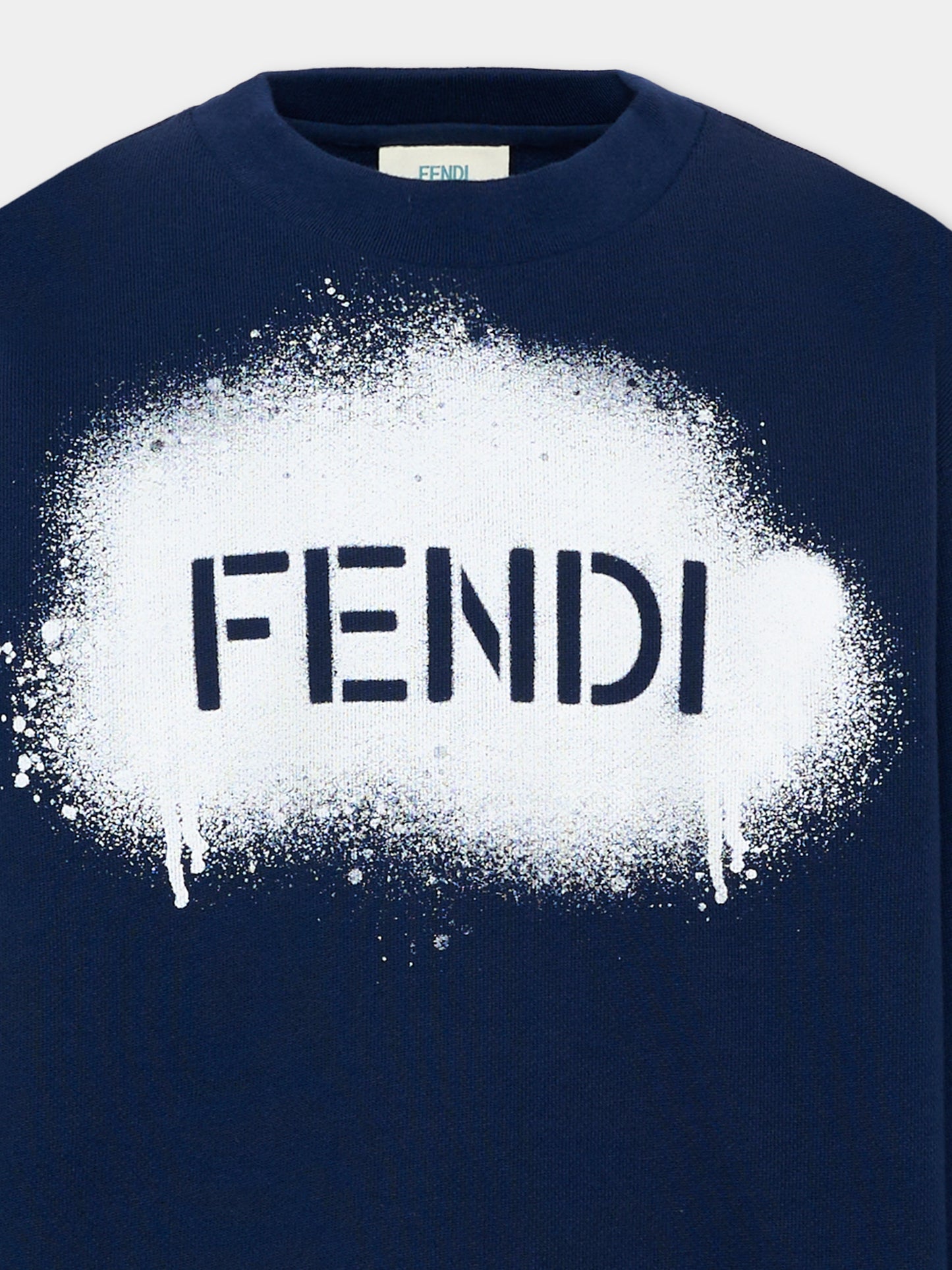 Felpa blu per bambini con logo,Fendi Kids,JUH118 5V0 F1PMC