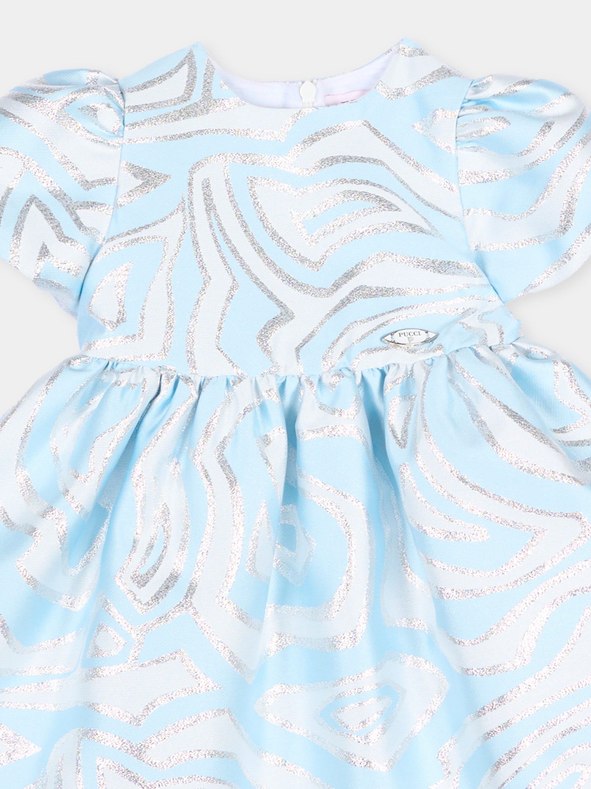 Abito celeste per neonata con vortici,Emilio Pucci Junior,PZ1101 S0273 600AG