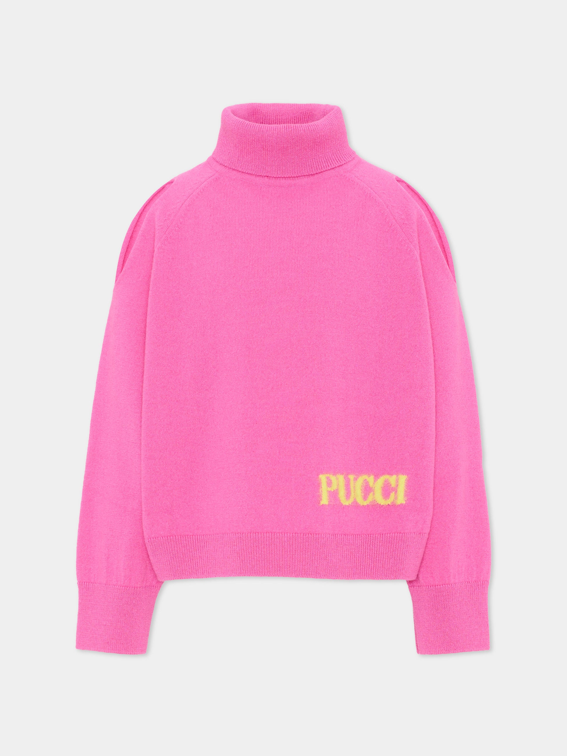 Dolcevita fucsia per bambina con logo,Emilio Pucci Junior,PZ9A00 Z2362 543