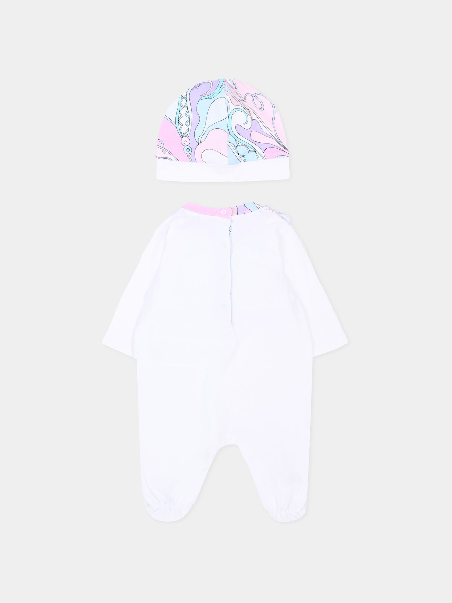 Set tutina bianco per neonata,Emilio Pucci Junior,PZB000 Z3277 100RS